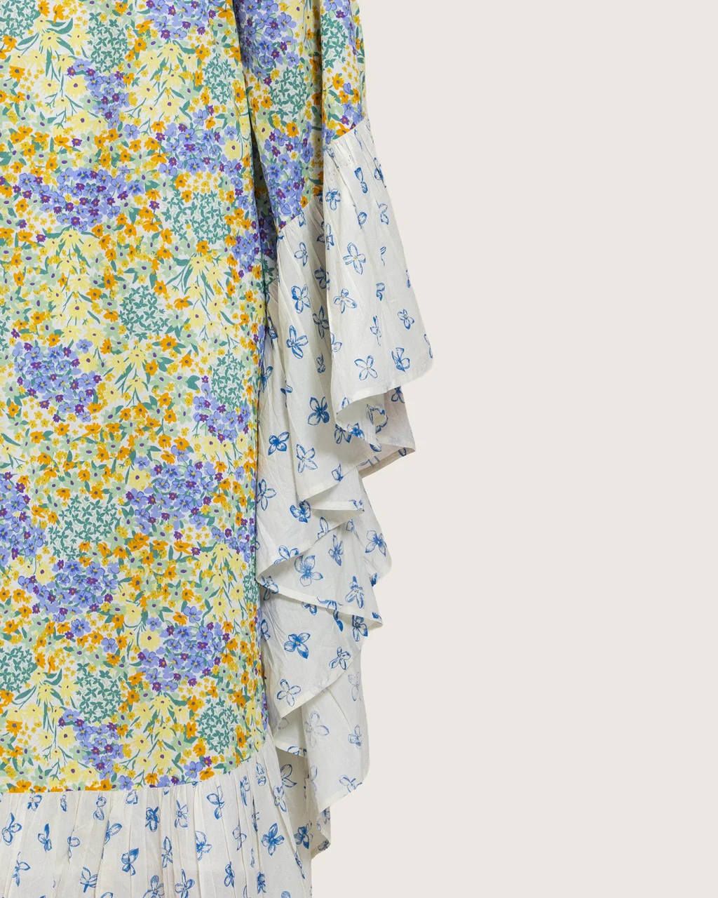 A flowy cotton kaftan with ruffle wide sleeves and pastel print - Image 8