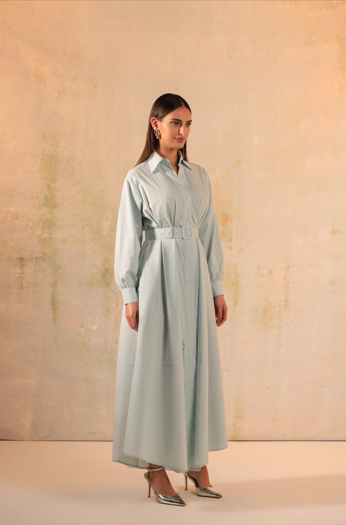 Baby Blue Poplin Shirt Dress - Image 4