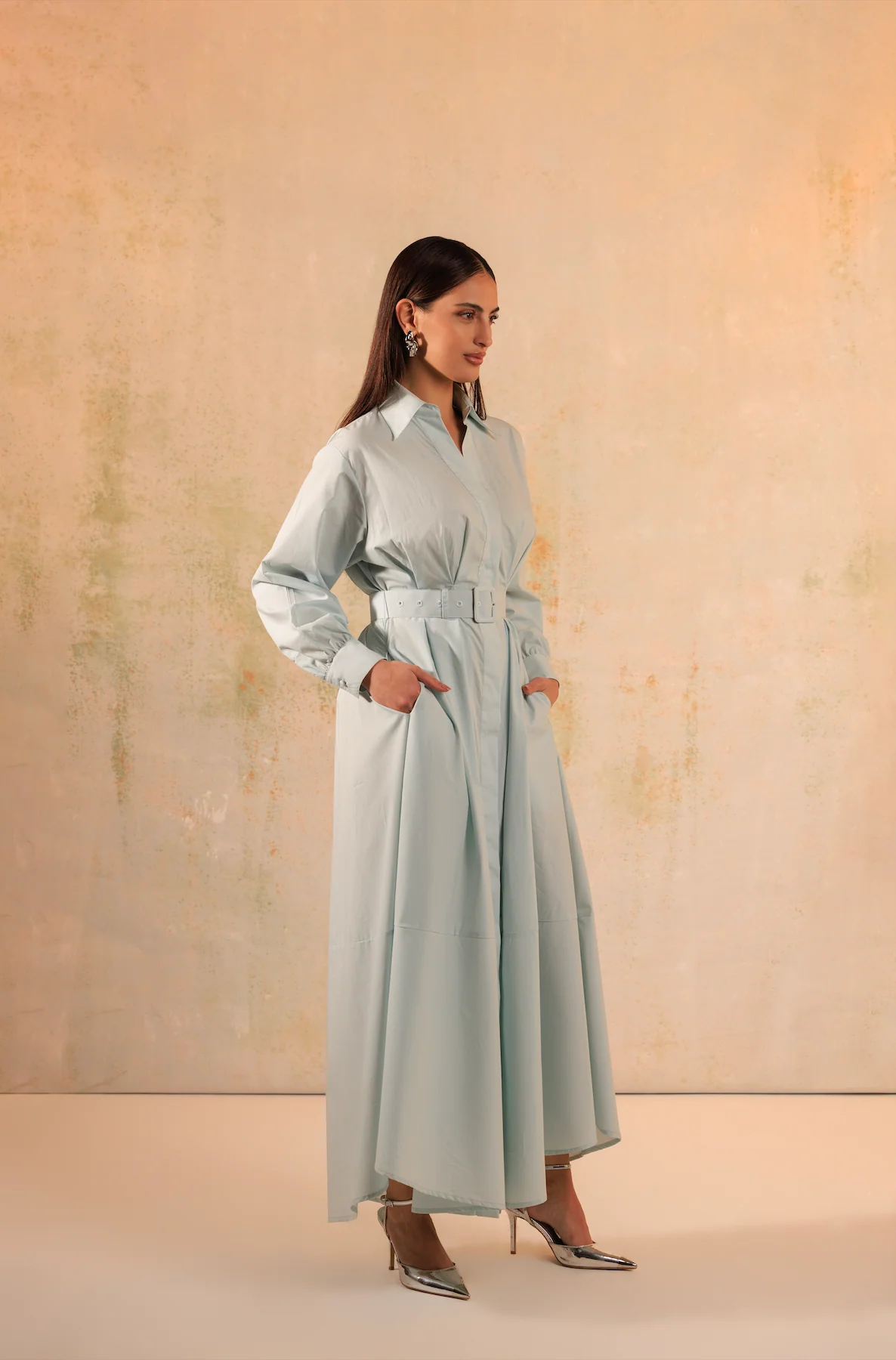Baby Blue Poplin Shirt Dress - Image 5
