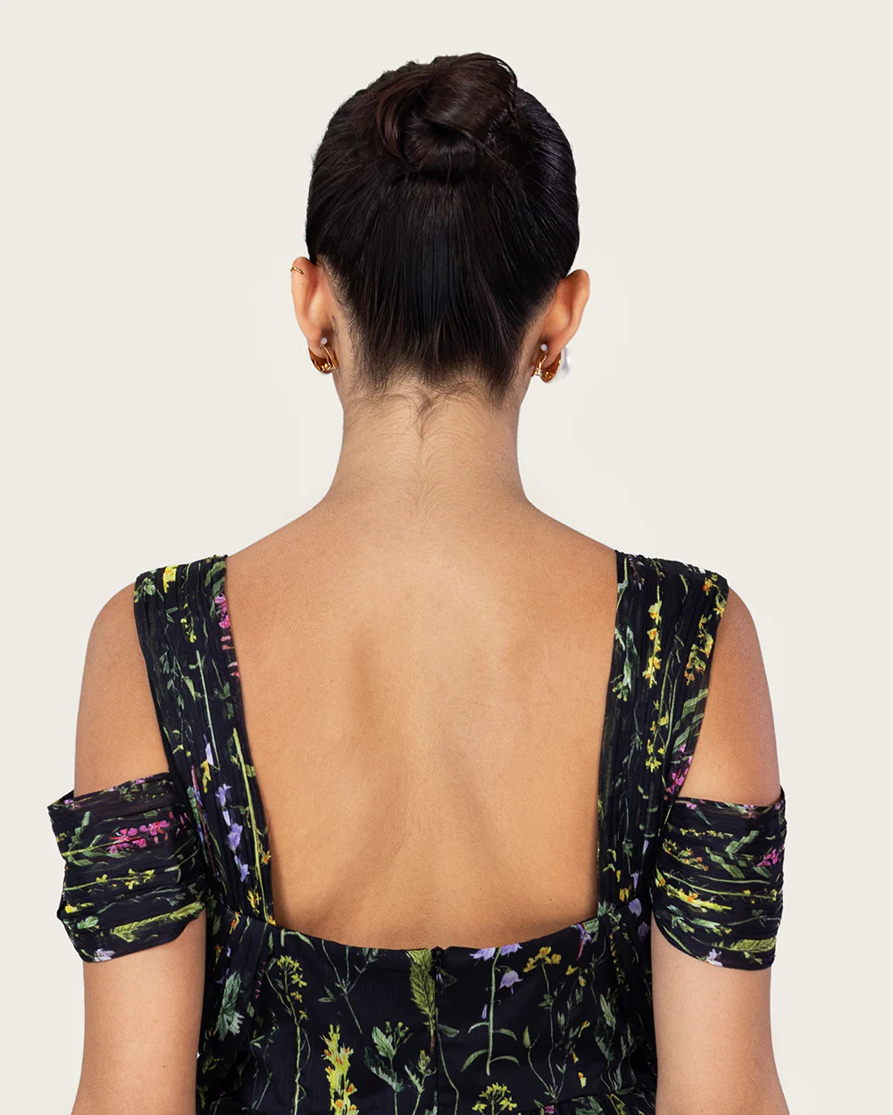 Black Floral Maxi Dress with Off-Shoulder Detail - Image 6
