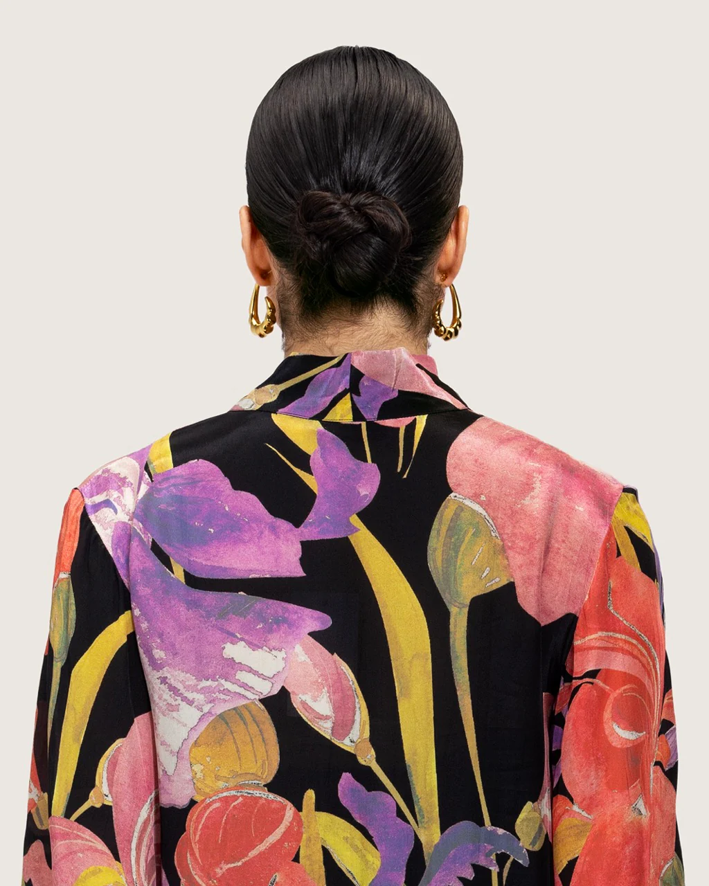 Black Printed Maxi A-line Kaftan with Tie Neck - Image 8