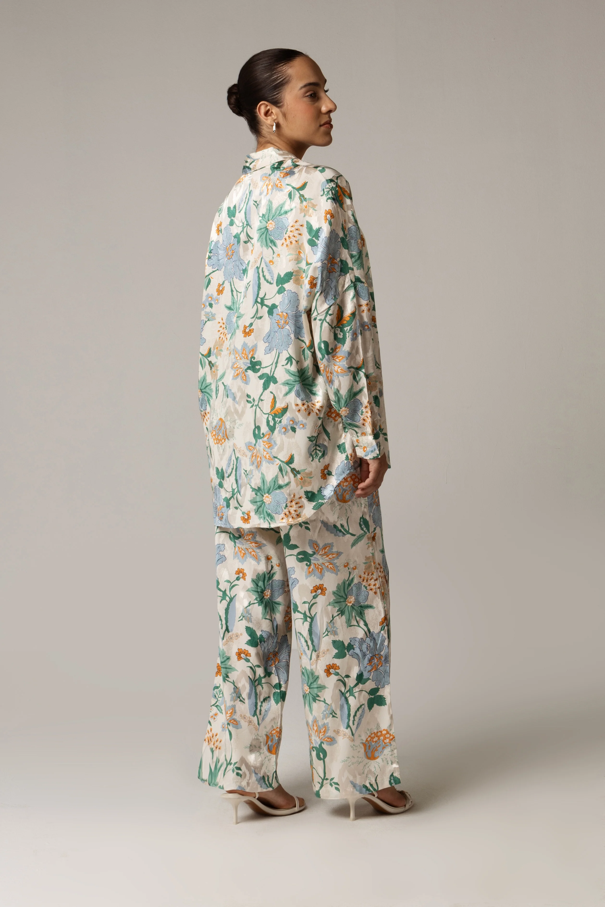 Blue and Green Printed Co-ord Pant - Image 3