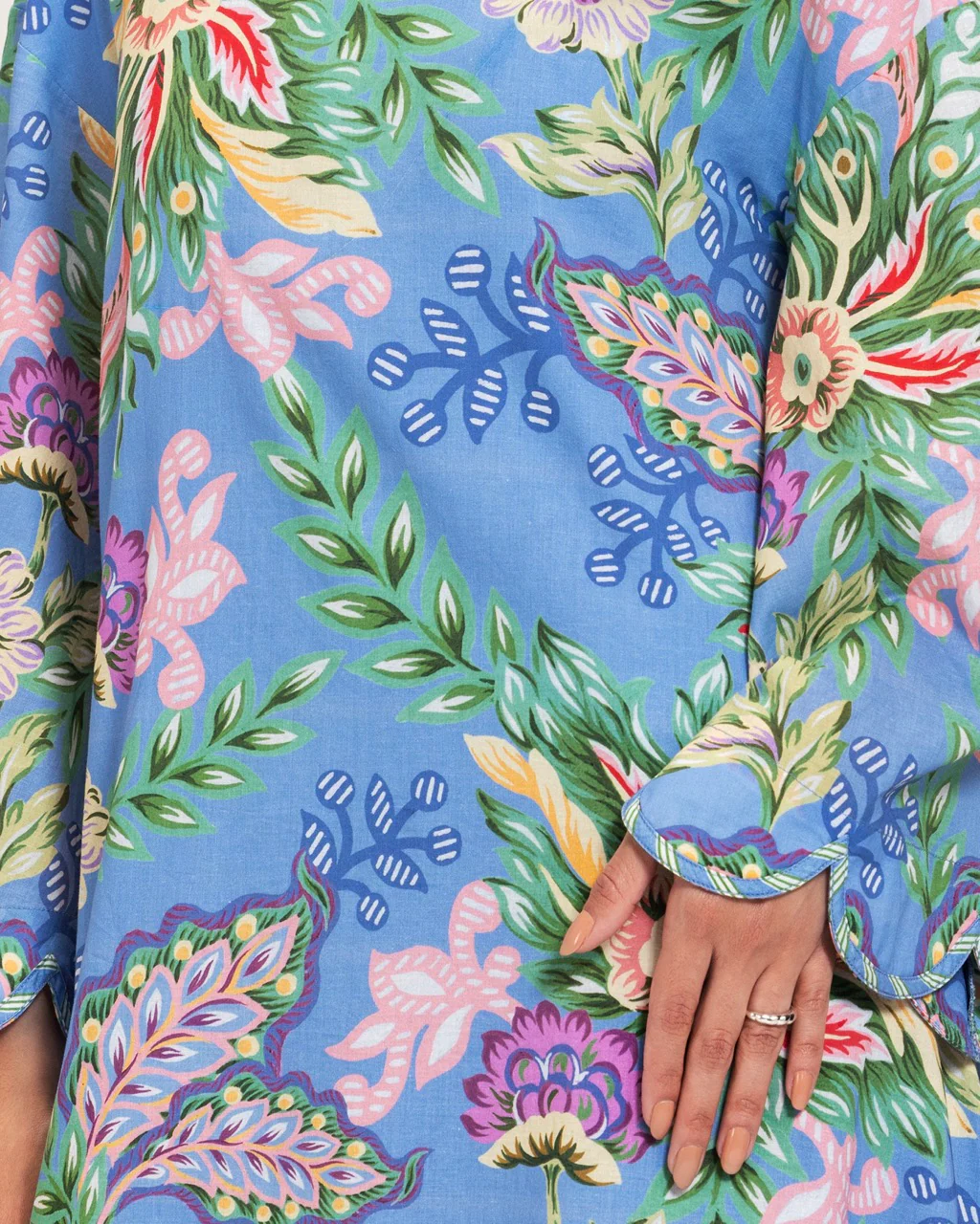 Blue Floral Maxi Dress with Square Neckline - Image 10