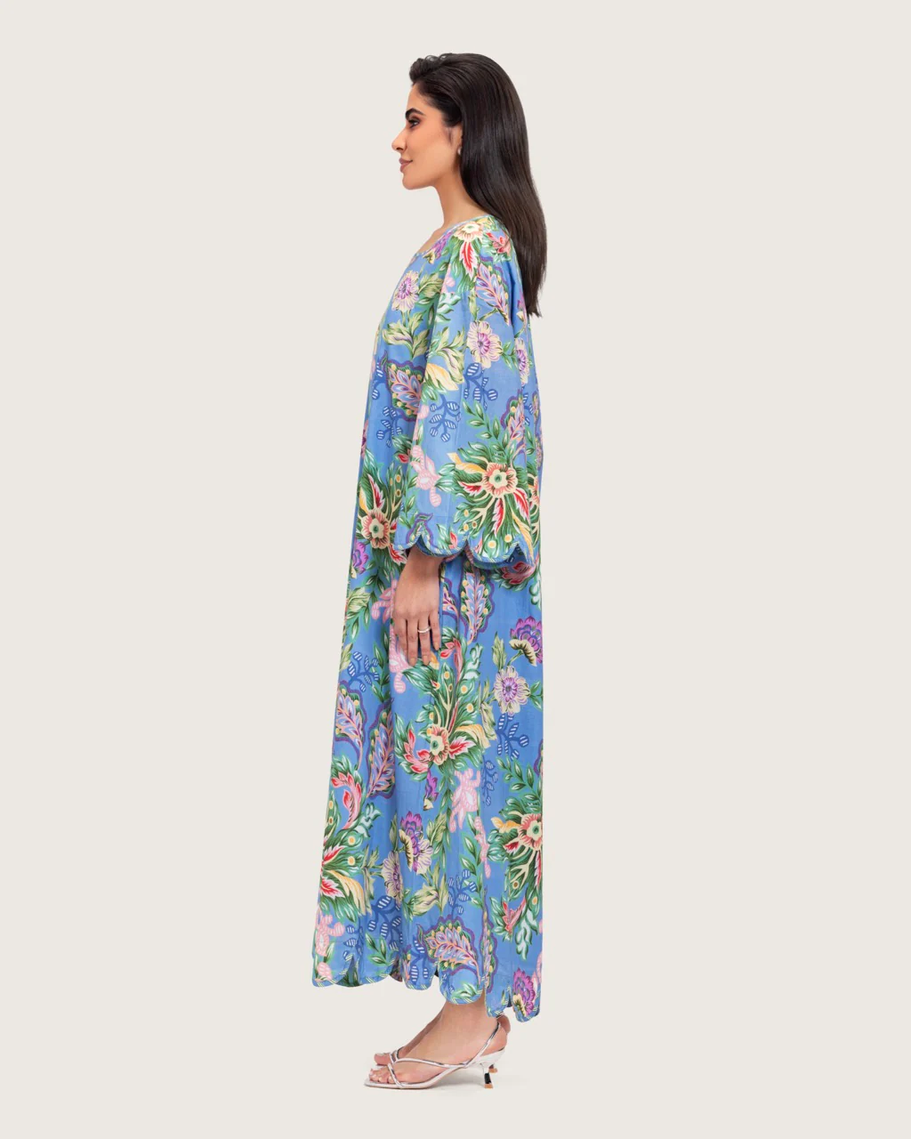 Blue Floral Maxi Dress with Square Neckline - Image 4