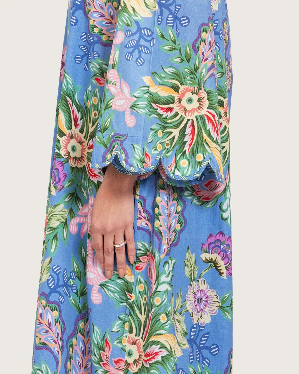 Blue Floral Maxi Dress with Square Neckline - Image 5