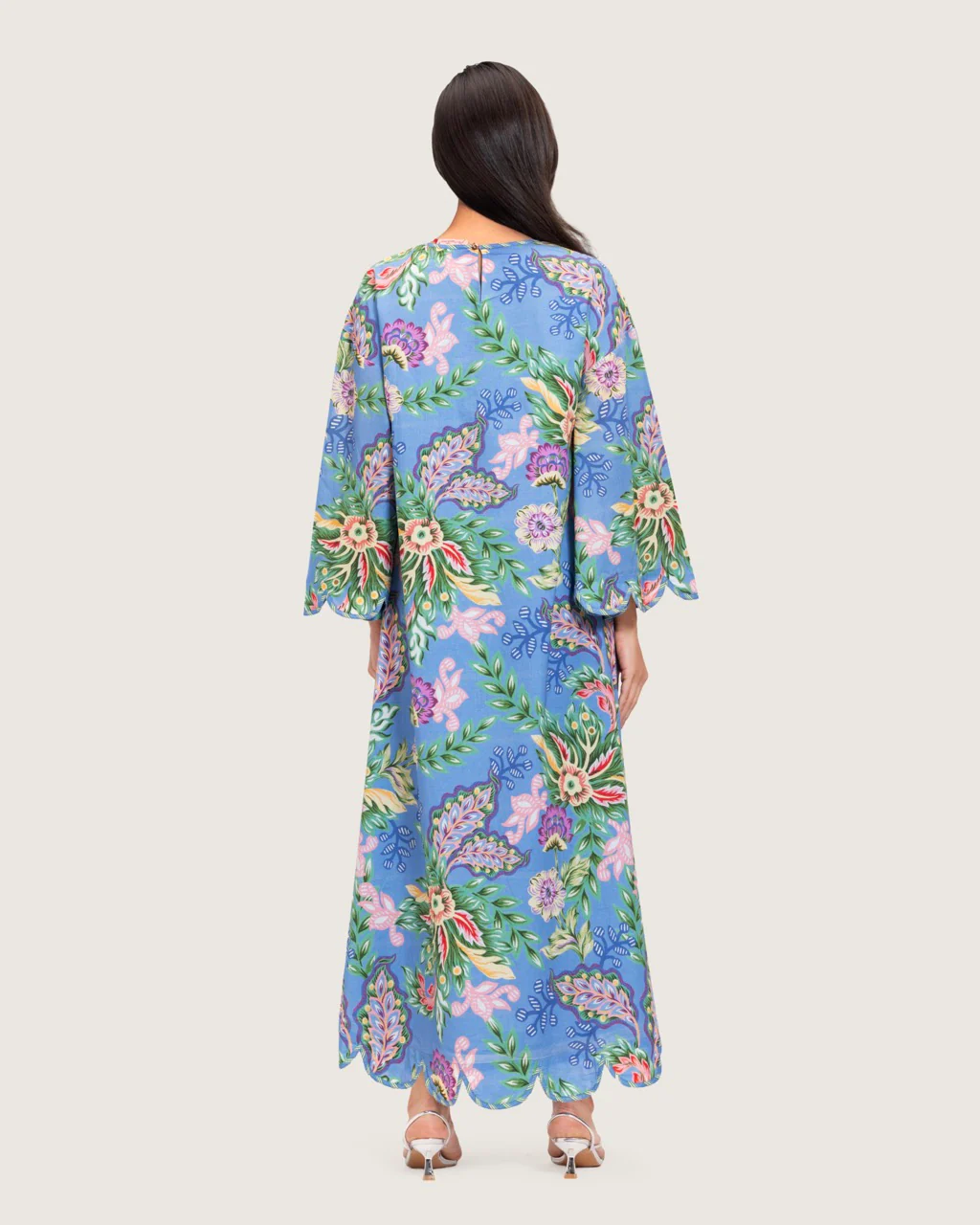Blue Floral Maxi Dress with Square Neckline - Image 6