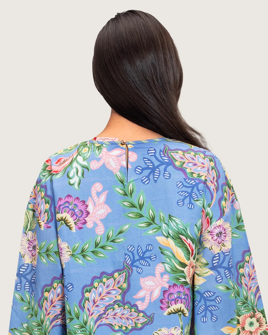 Blue Floral Maxi Dress with Square Neckline - Image 7