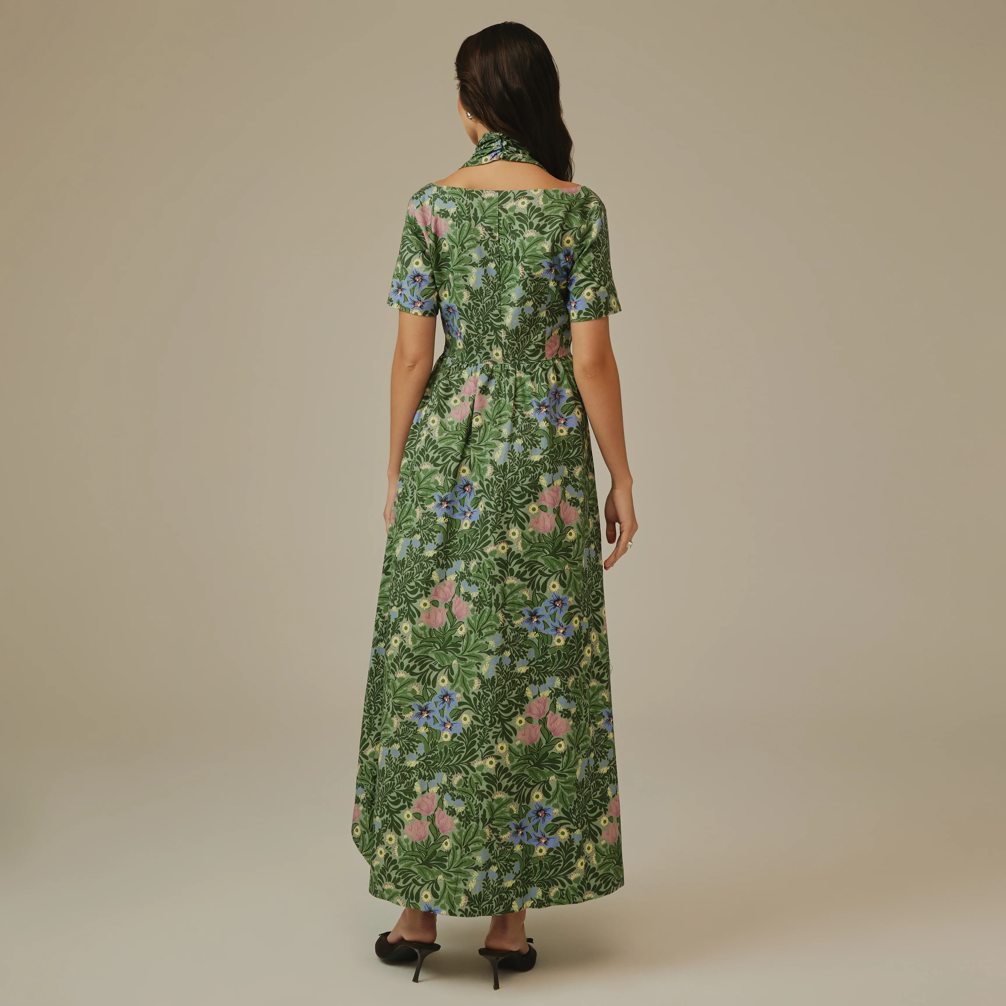 Green Botanical Linen Dress - Image 8