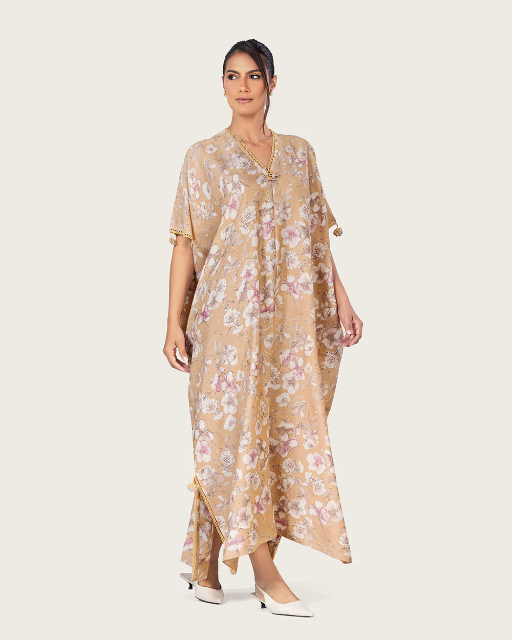 Brown Floral Loose Everyday Kaftan - Image 11