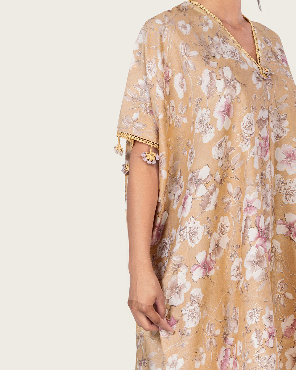 Brown Floral Loose Everyday Kaftan - Image 7
