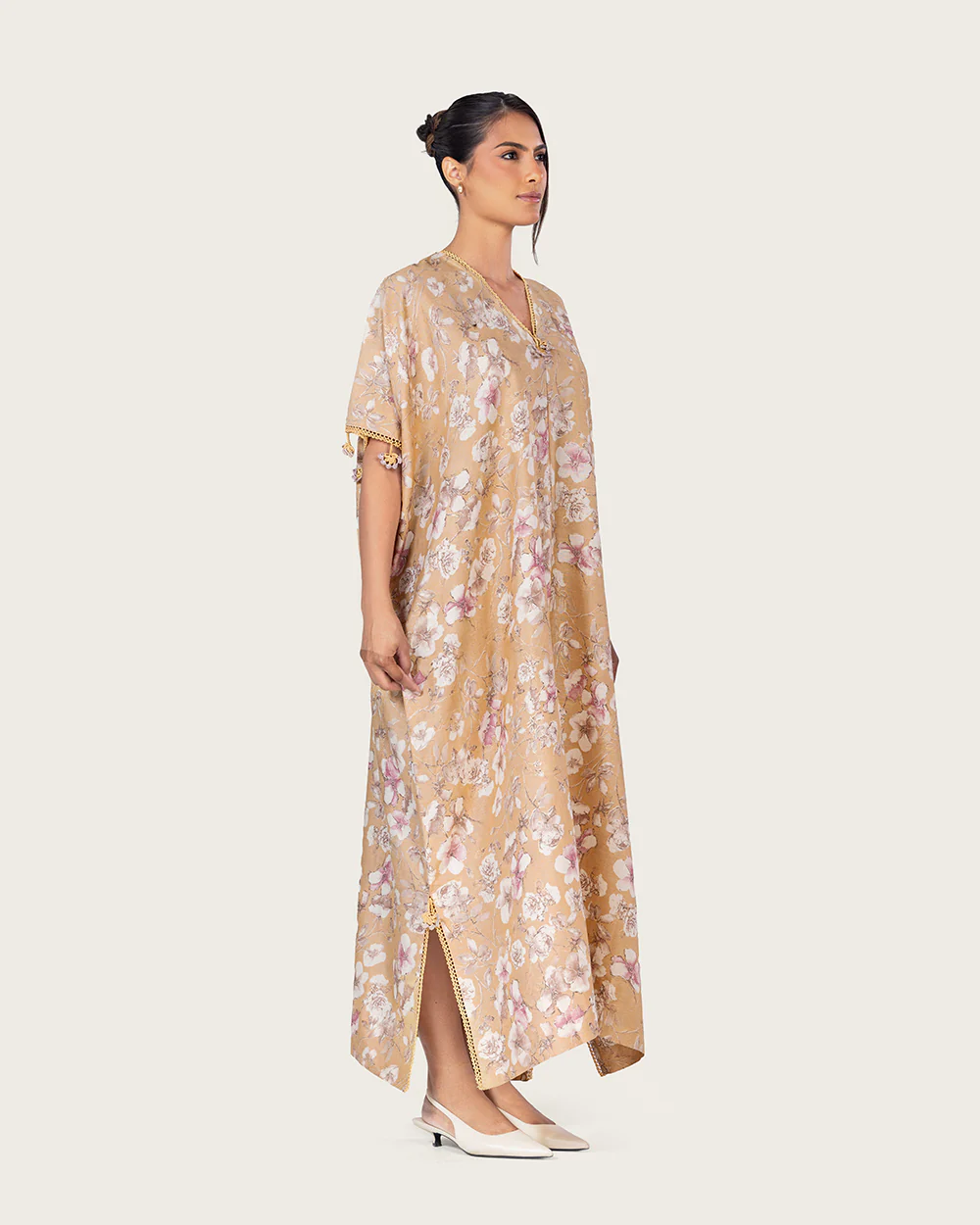 Brown Floral Loose Everyday Kaftan - Image 8