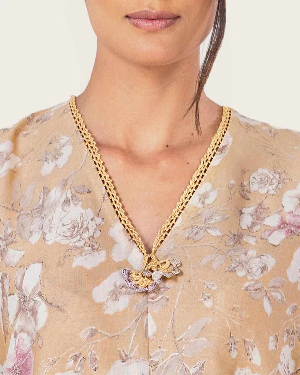 Brown Floral Loose Everyday Kaftan - Image 9