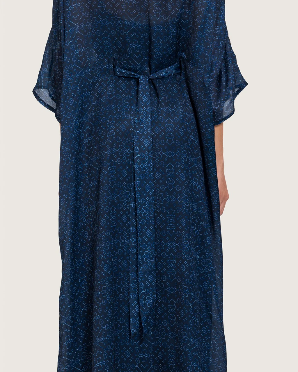 Dark Blue Printed Maxi Kaftan with Hand Embroidery & Relaxed Fit - Image 10