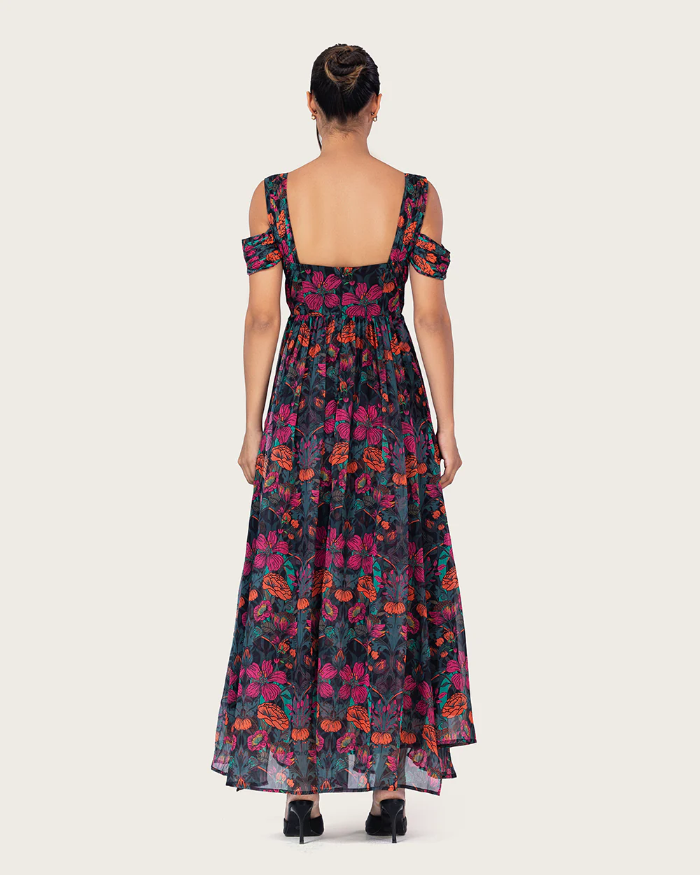 Elegant tropical floral chiffon dress - Image 5
