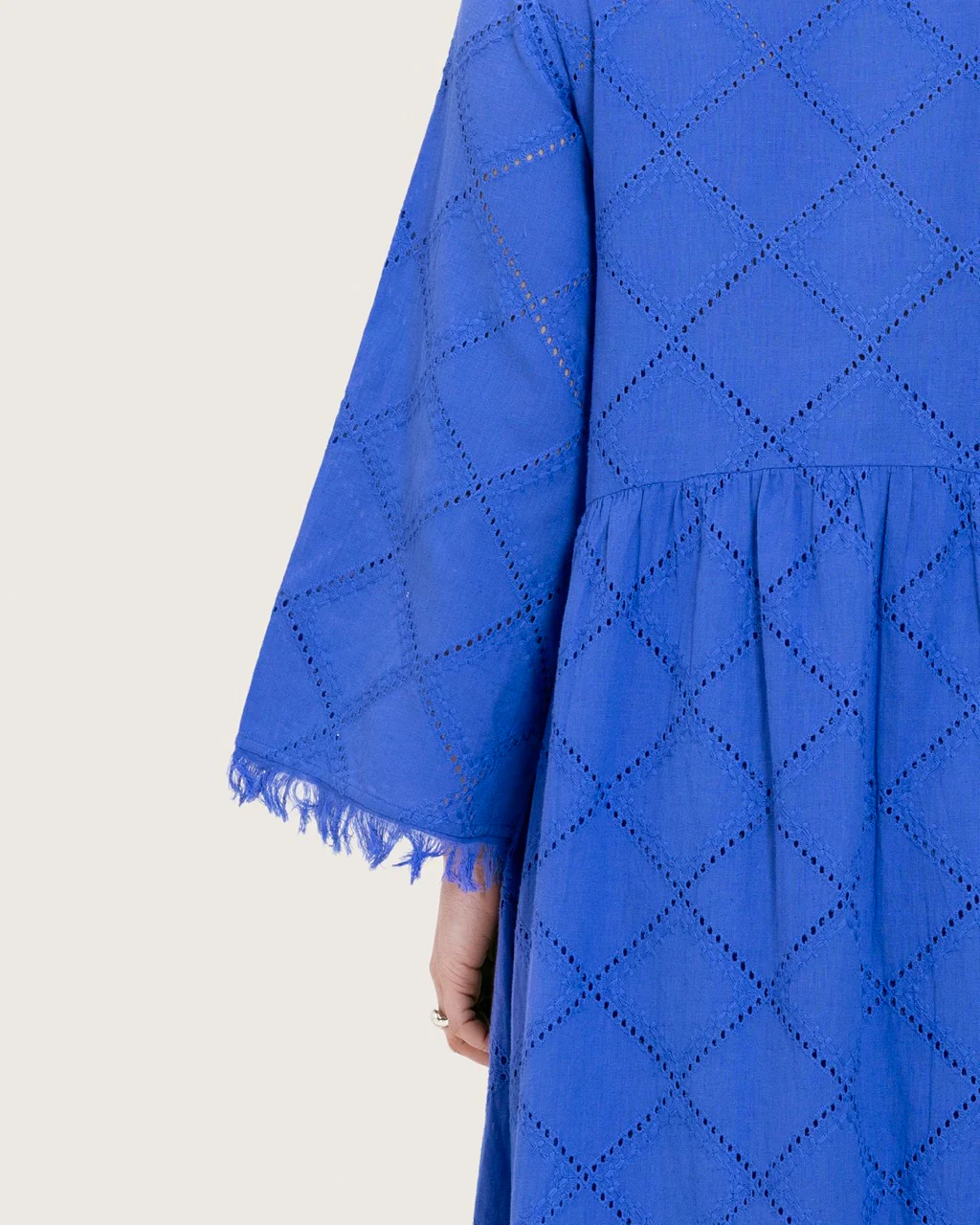 Eyelet Cotton A-Line Dress with Handmade Beaded & Sequin Details - Image 10