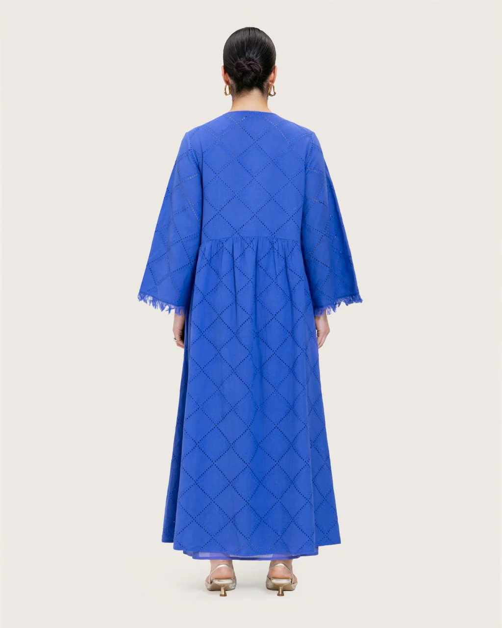 Eyelet Cotton A-Line Dress with Handmade Beaded & Sequin Details - Image 5