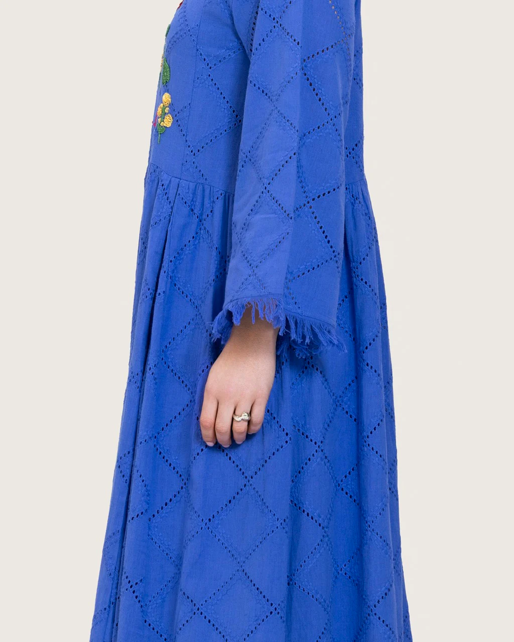 Eyelet Cotton A-Line Dress with Handmade Beaded & Sequin Details - Image 9