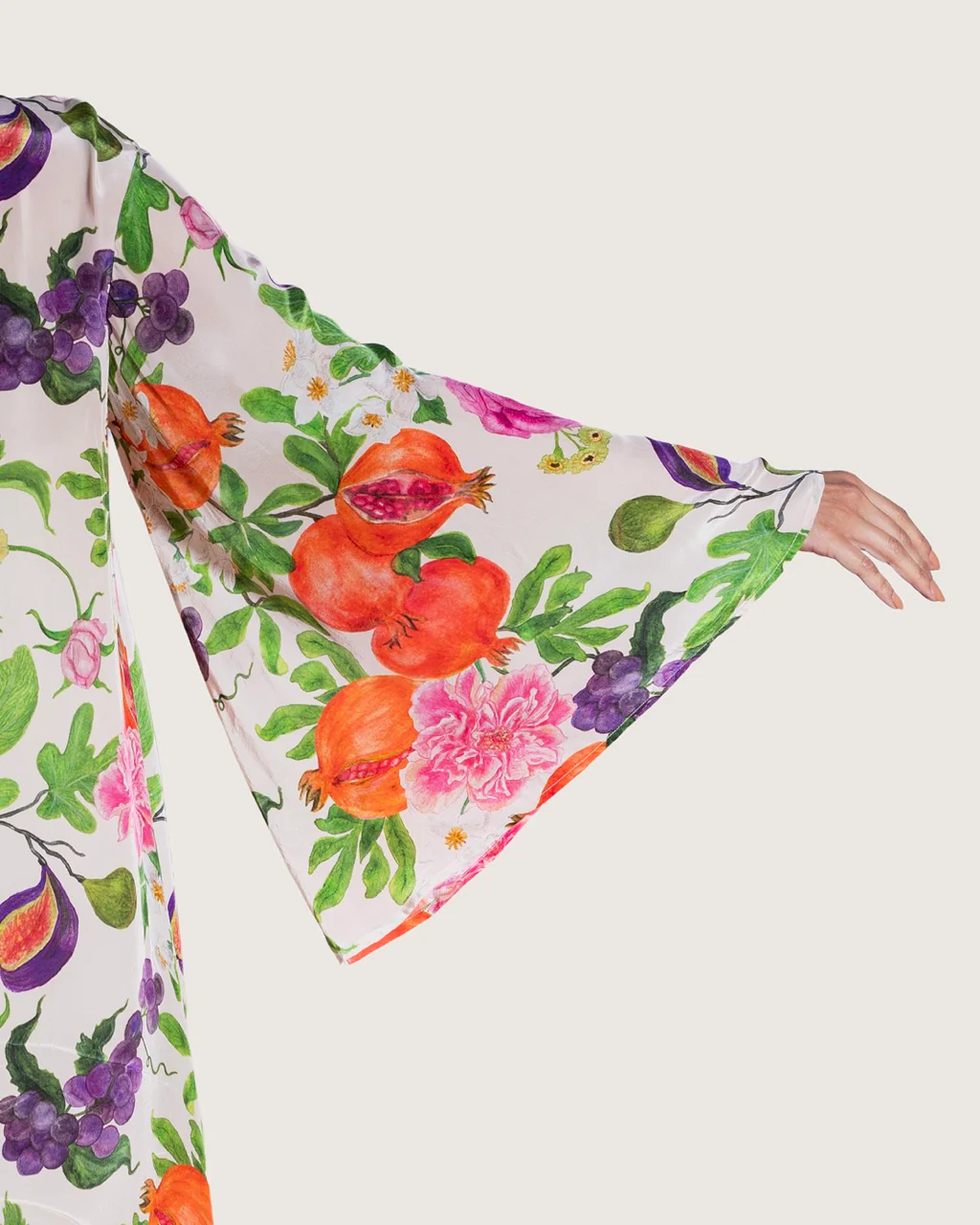 Floral Fruity Printed Maxi Kaftan with Tie Neckline - Image 8