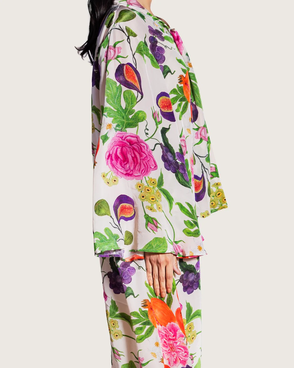 Floral Fruity Printed Maxi Kaftan with Tie Neckline - Image 9