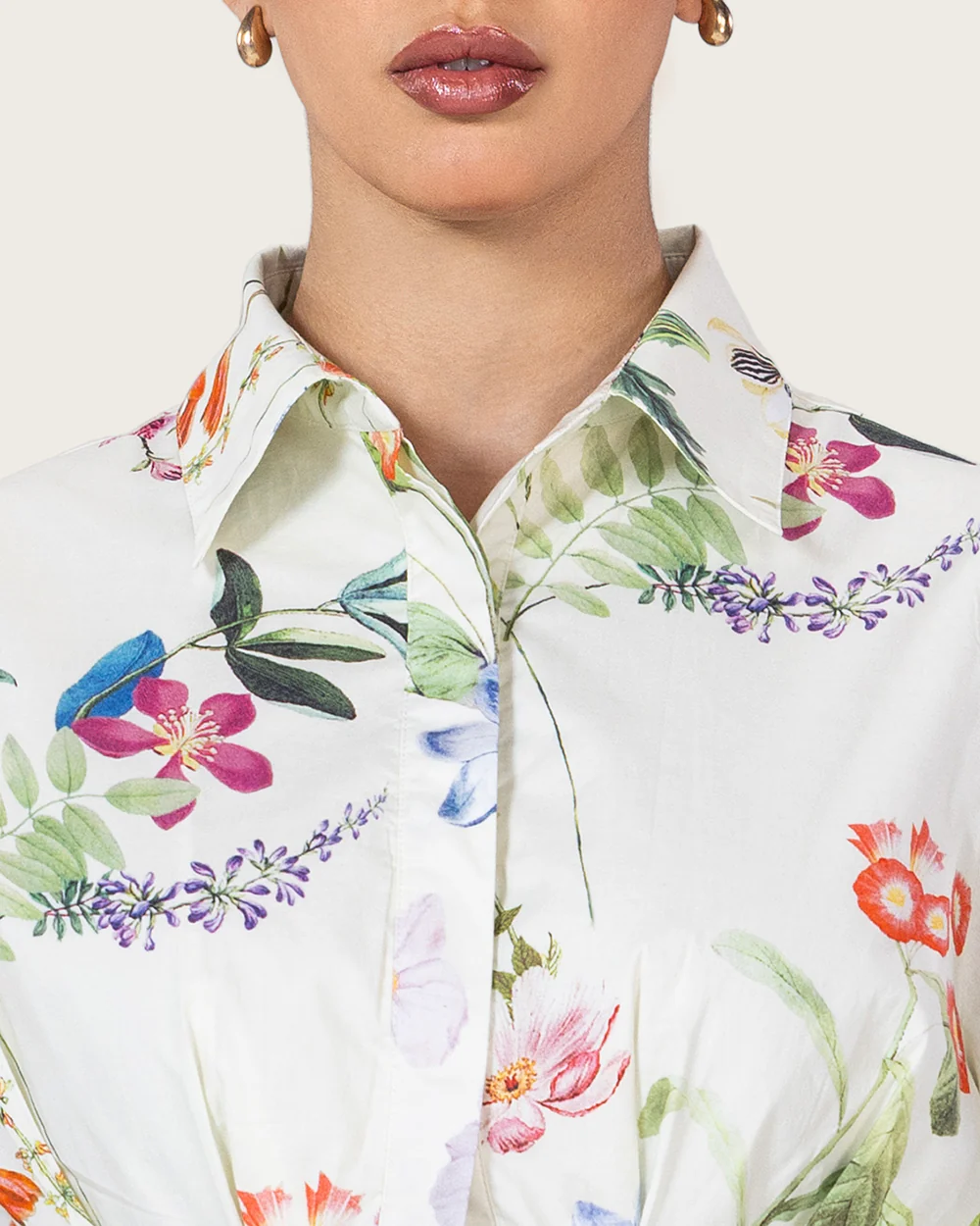 Floral Poplin Shirt Dress with Belt - Image 2