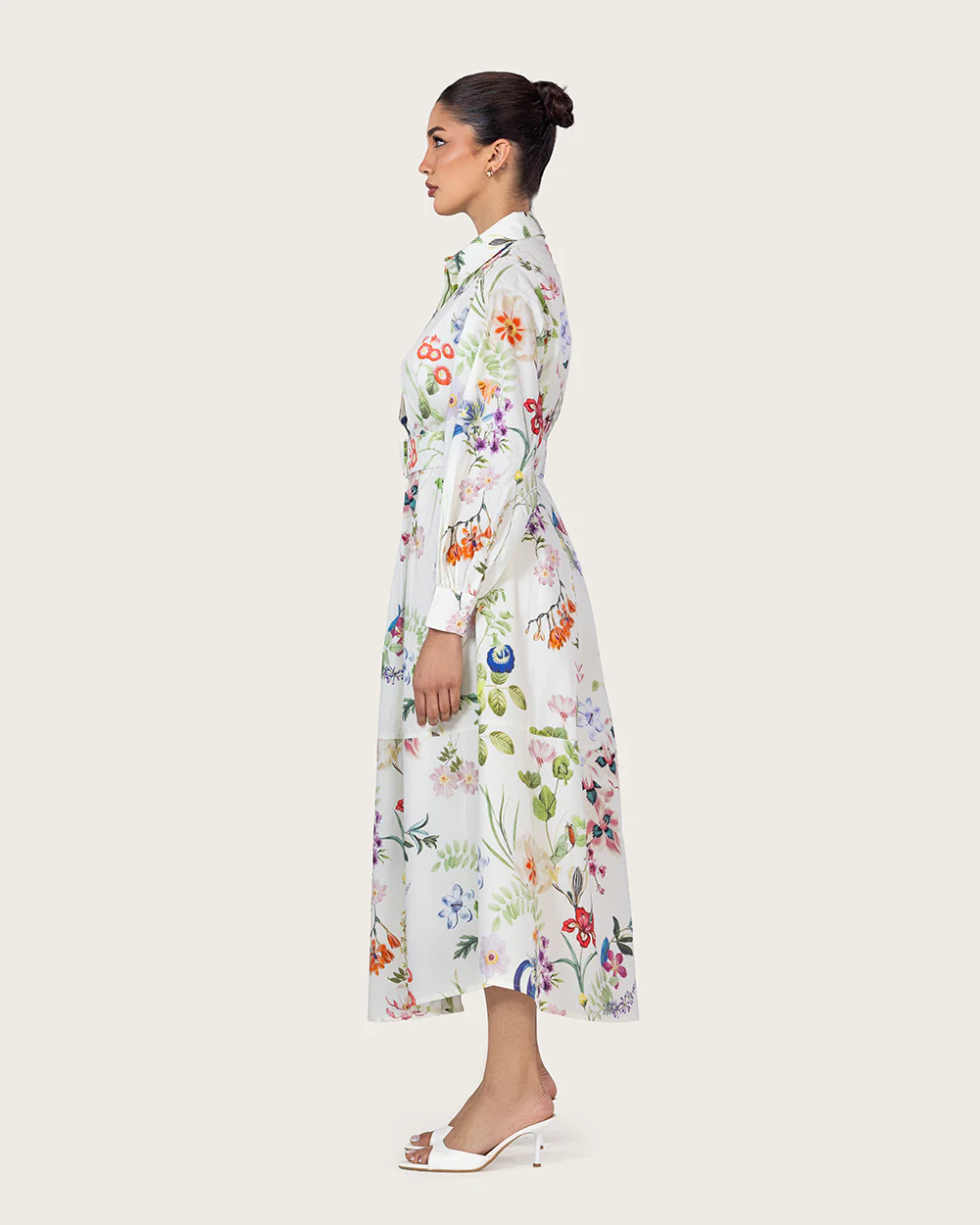 Floral Poplin Shirt Dress with Belt - Image 6