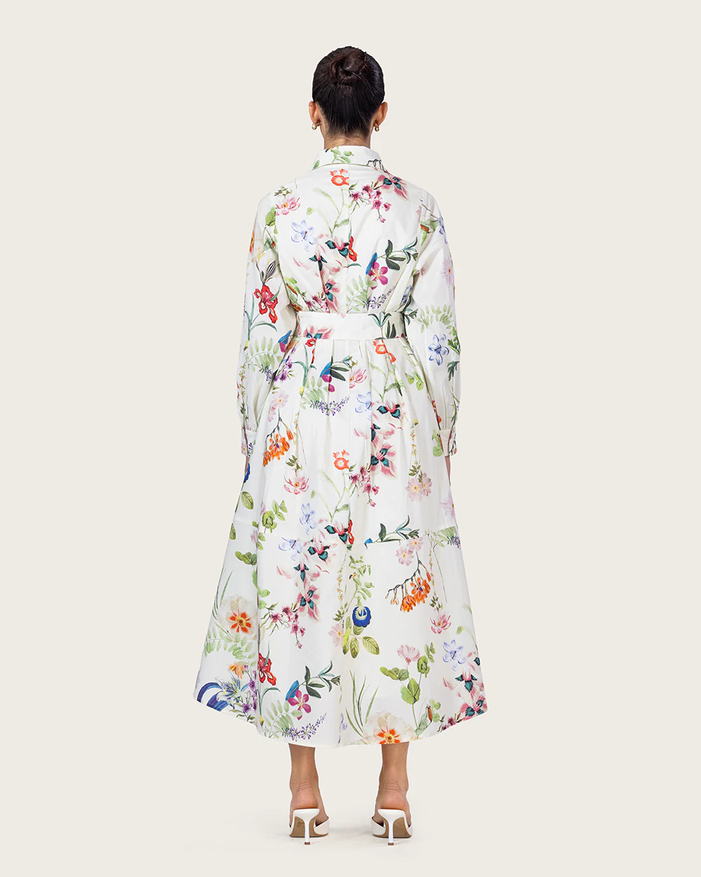 Floral Poplin Shirt Dress with Belt - Image 7