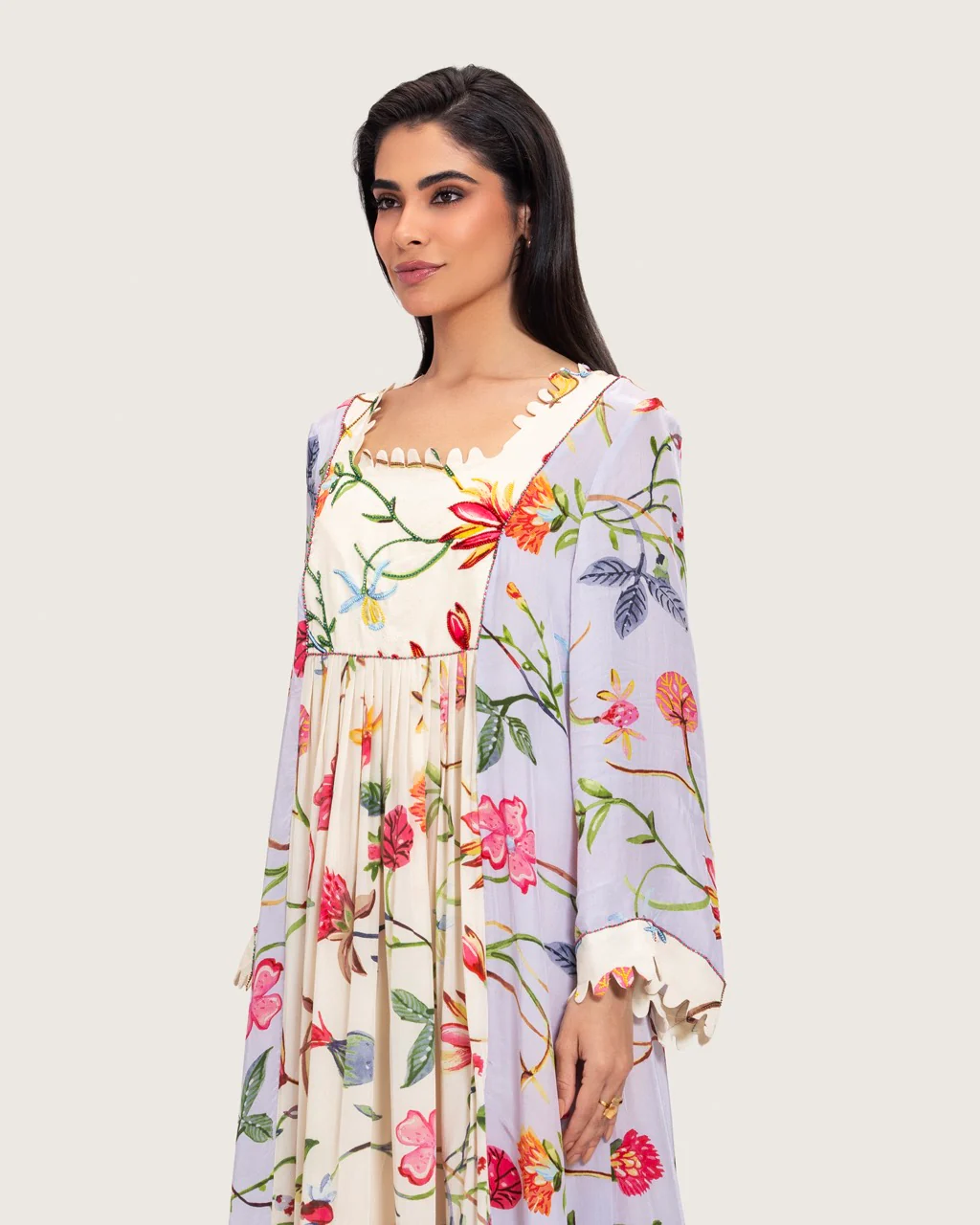 Floral Printed Maxi Dress with Beaded Embroidery - Image 7