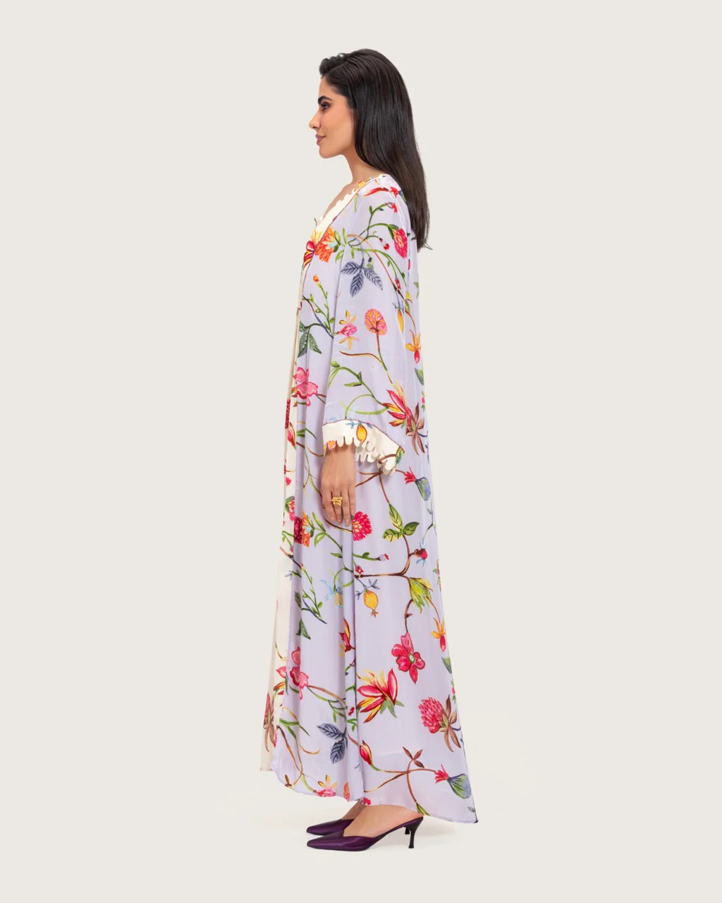 Floral Printed Maxi Dress with Beaded Embroidery - Image 8