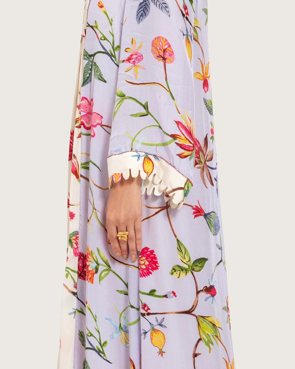 Floral Printed Maxi Dress with Beaded Embroidery - Image 9