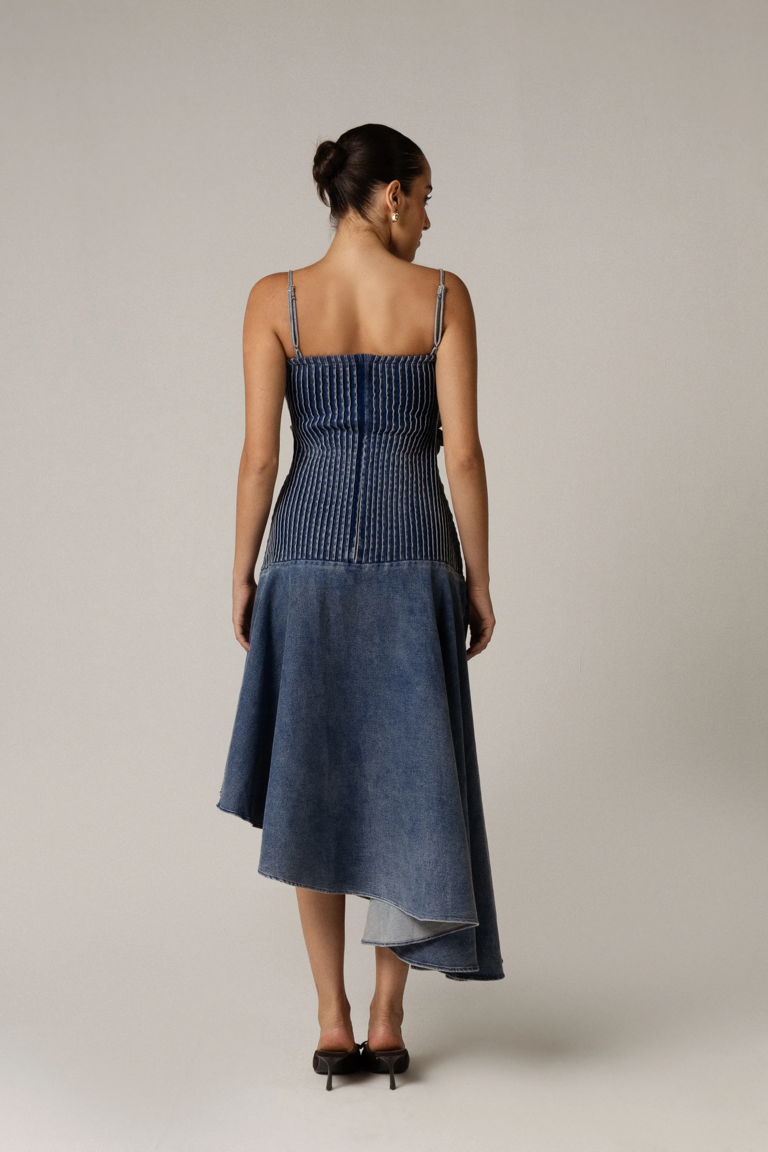 Hand Appliquéd Denim Dress - Image 3