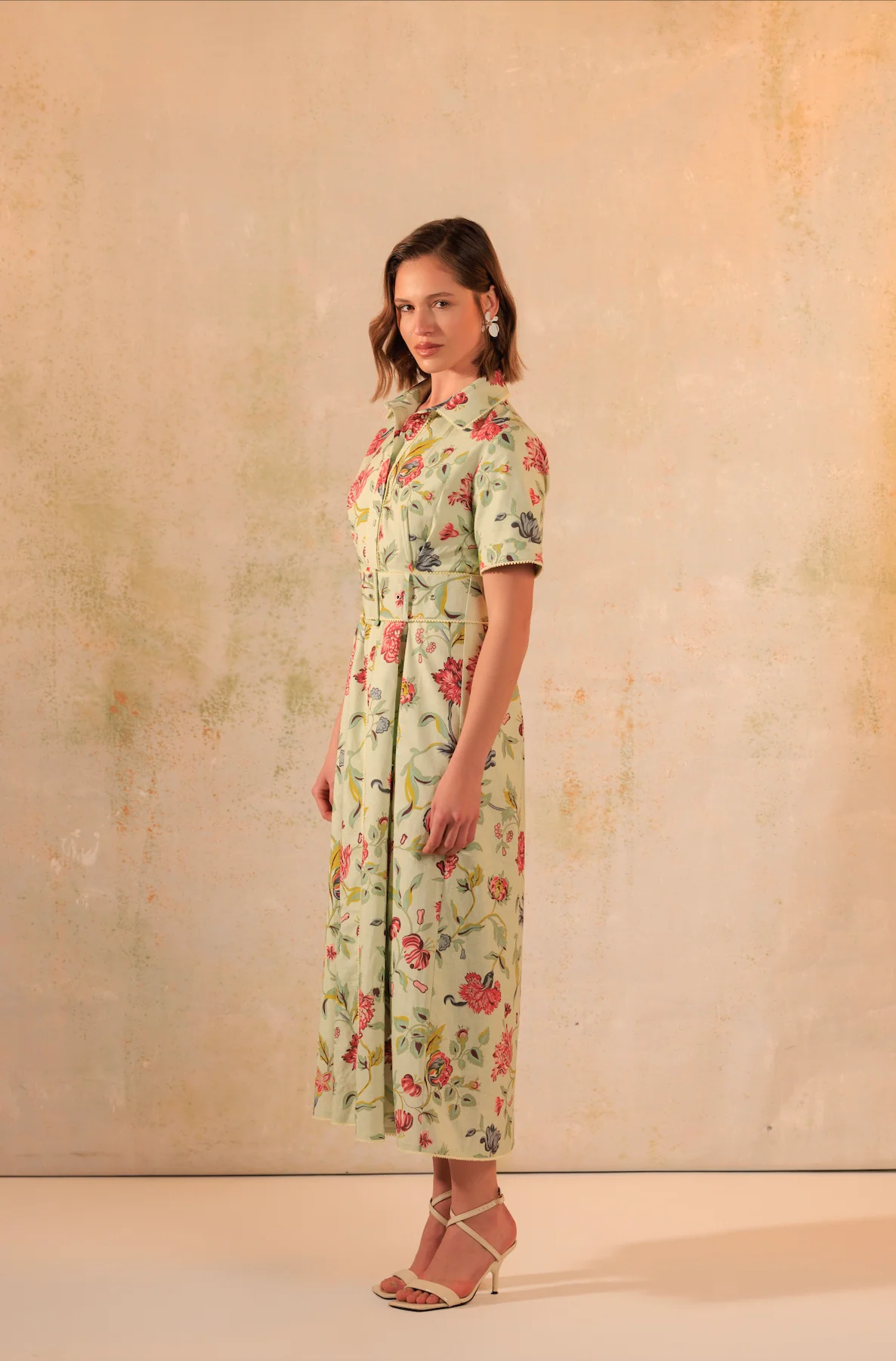 Floral Printed Garden Chic Linen Shirt Dress - Image 3