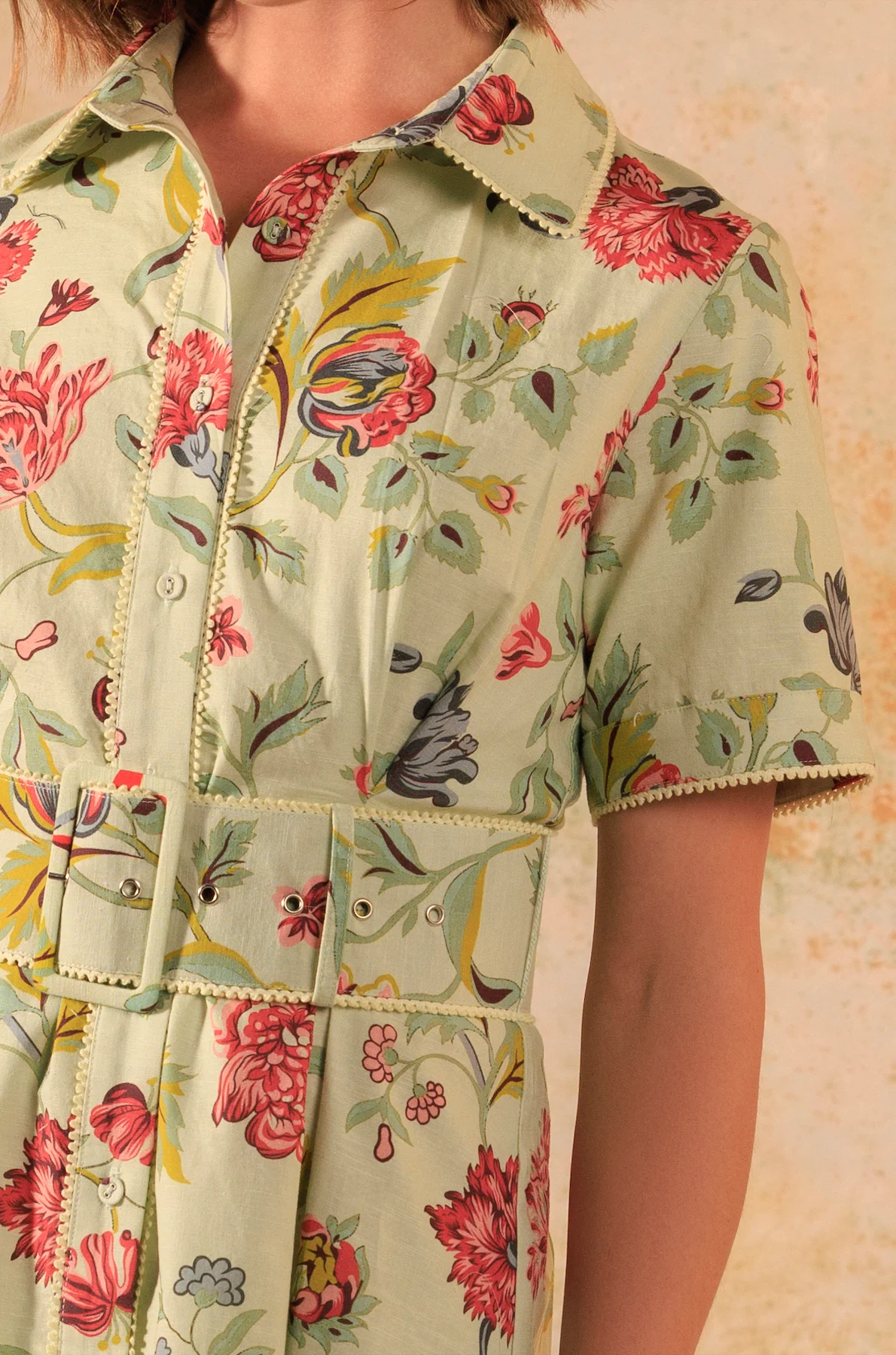 Floral Printed Garden Chic Linen Shirt Dress - Image 4