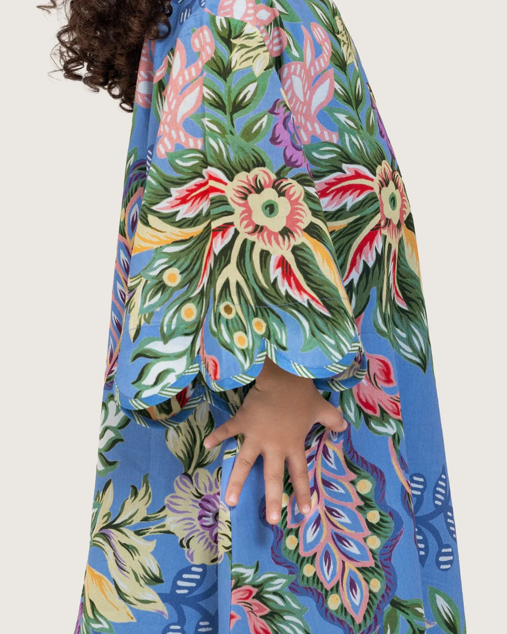 Girls Floral Blue Maxi Kaftan with Relaxed Silhouette - Image 10