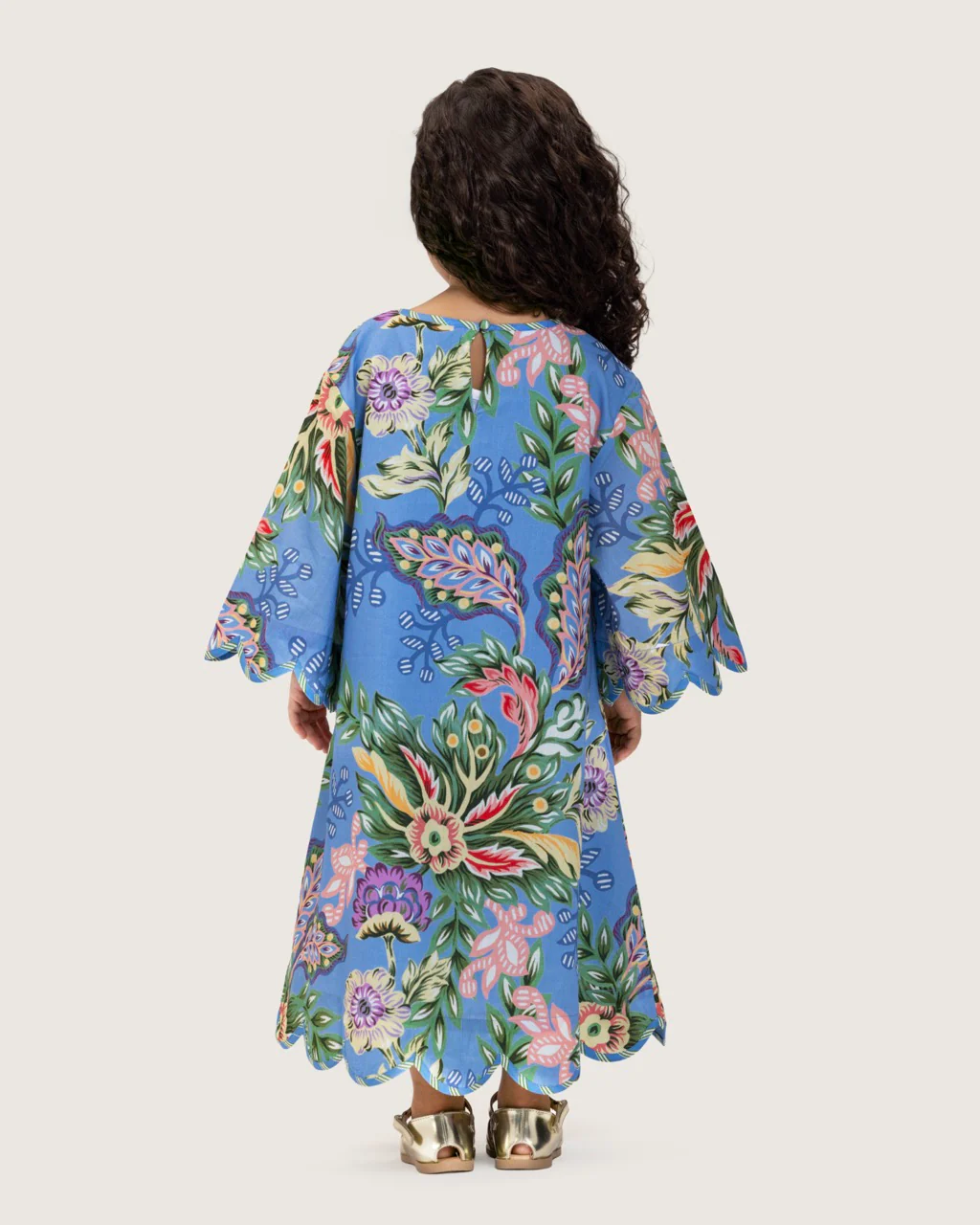 Girls Floral Blue Maxi Kaftan with Relaxed Silhouette - Image 7