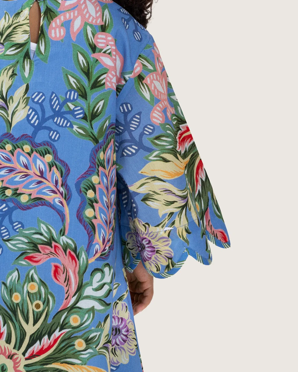 Girls Floral Blue Maxi Kaftan with Relaxed Silhouette - Image 8