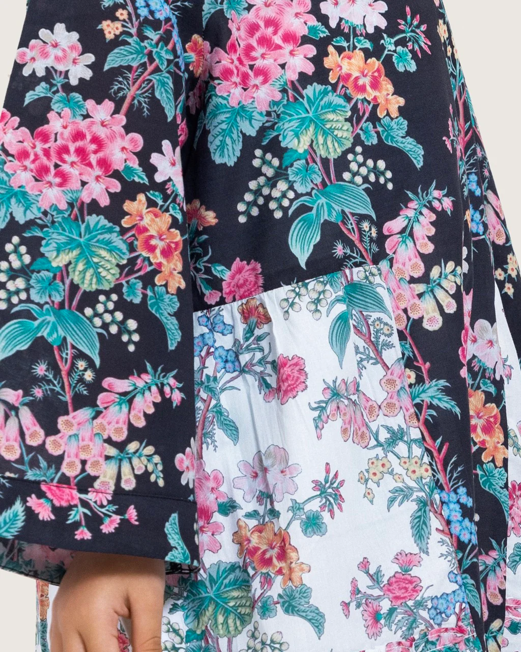 Girls Floral Cotton Dress with Tie Neck and Tassels - Image 10