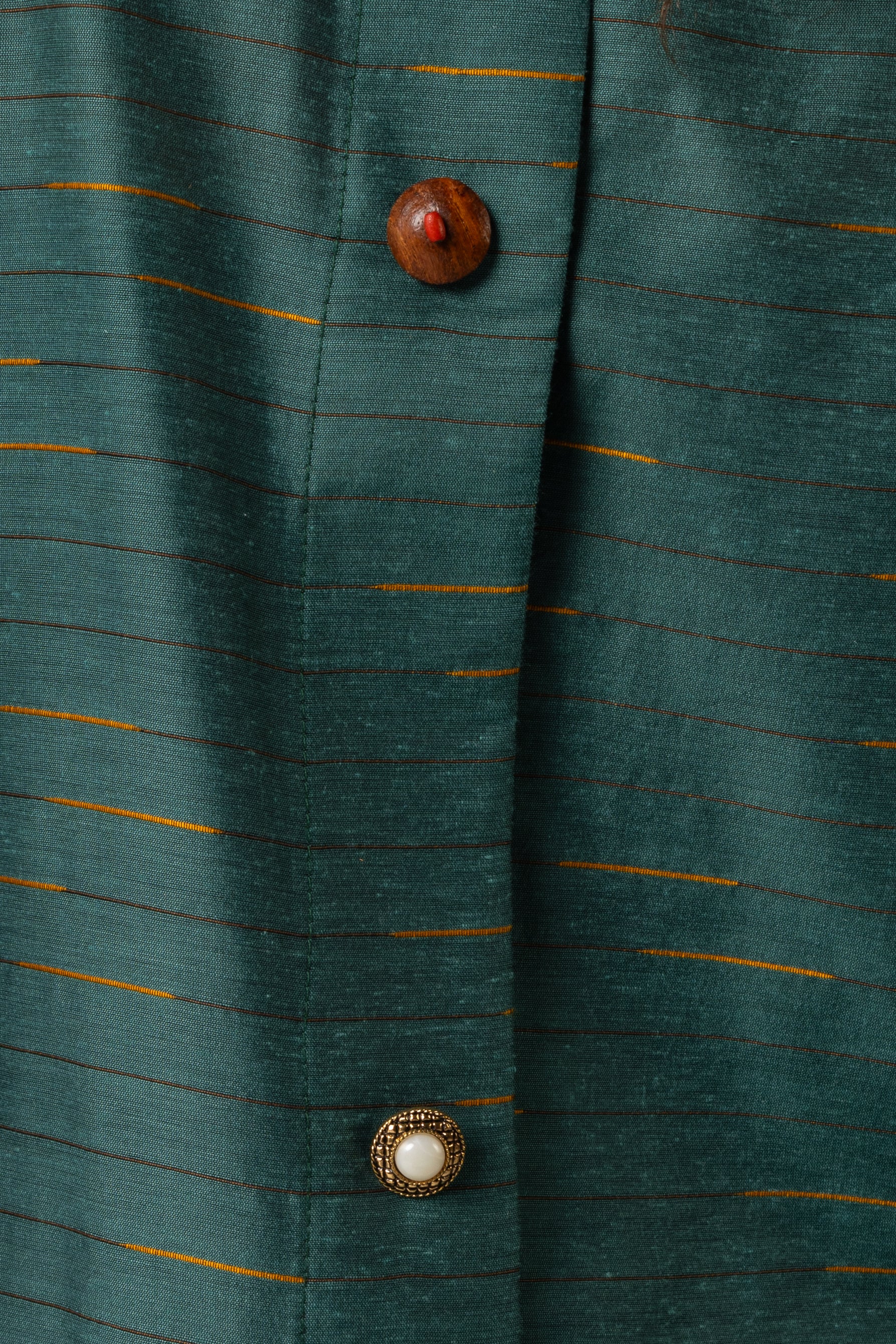 Green Striped Abaya with Decorative Buttons - Image 4