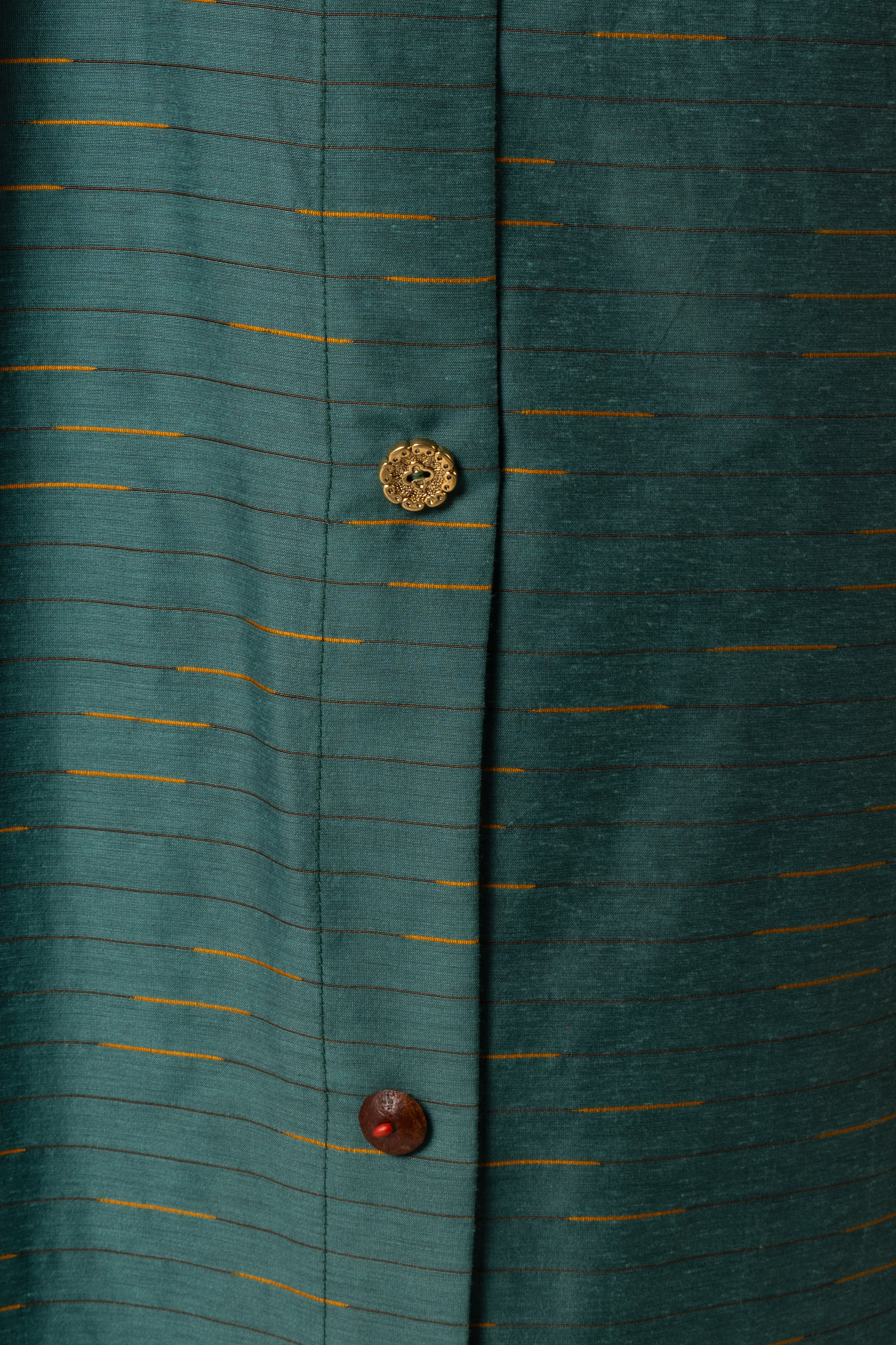 Green Striped Abaya with Decorative Buttons - Image 5
