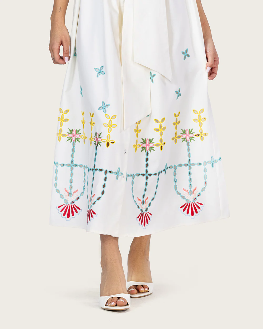 Ivory Bloom Linen Dress - Image 3