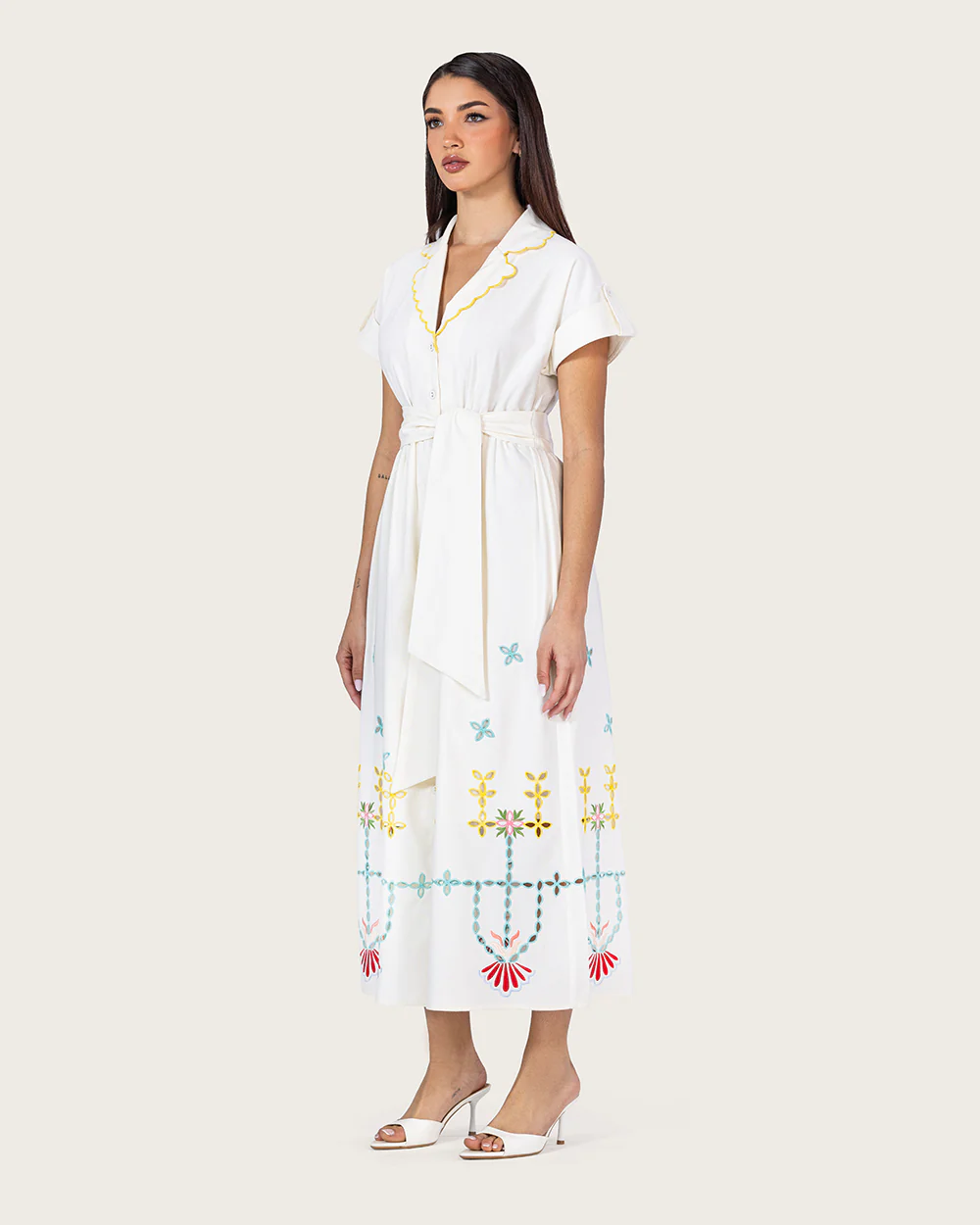 Ivory Bloom Linen Dress - Image 5