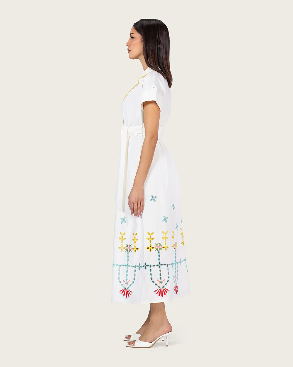 Ivory Bloom Linen Dress - Image 6