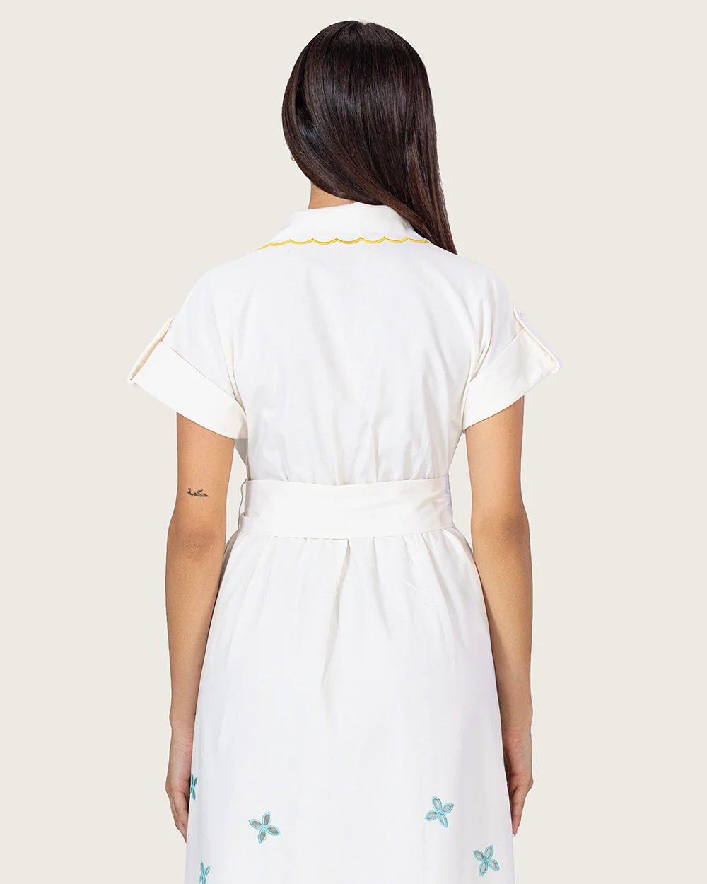 Ivory Bloom Linen Dress - Image 7