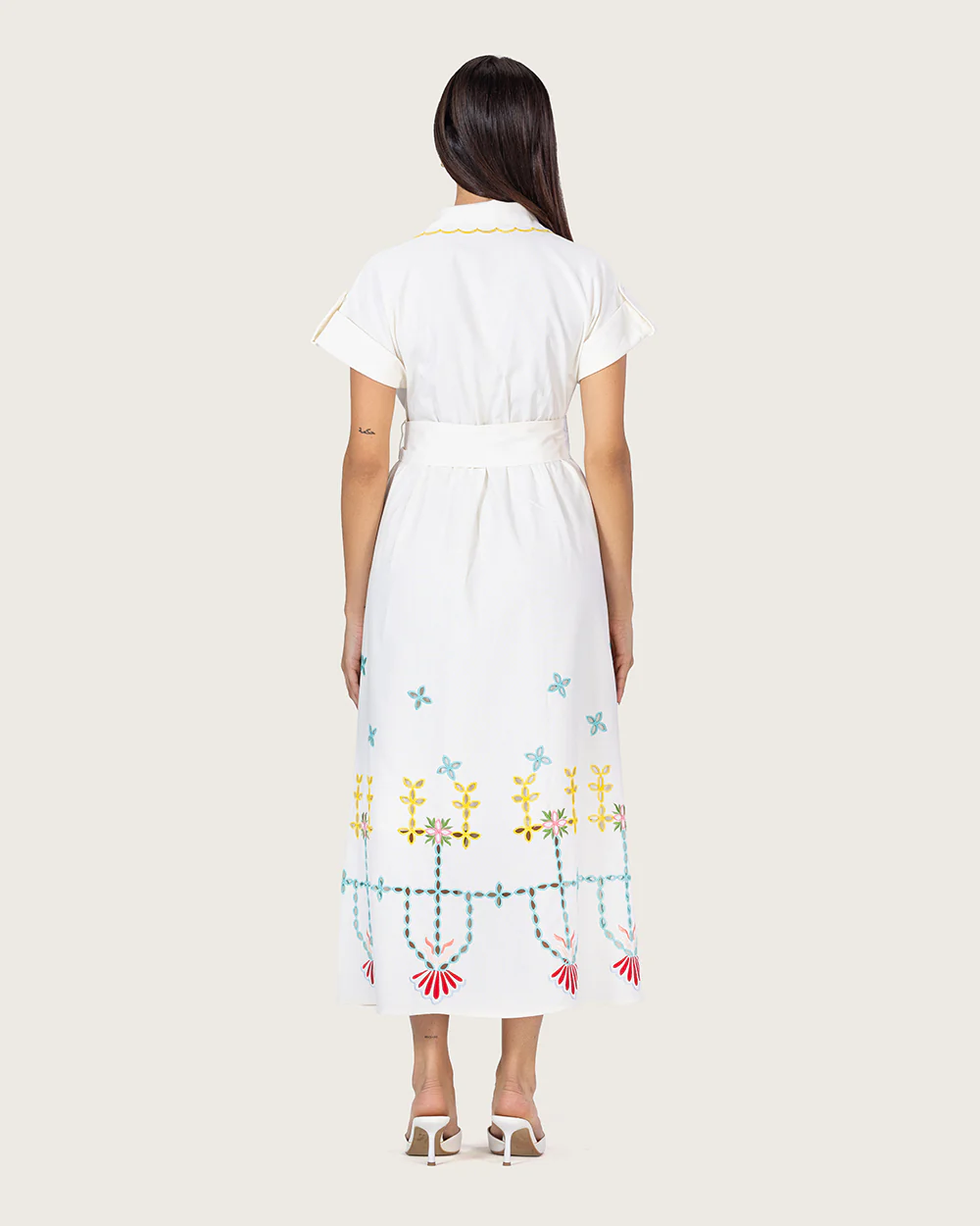 Ivory Bloom Linen Dress - Image 8