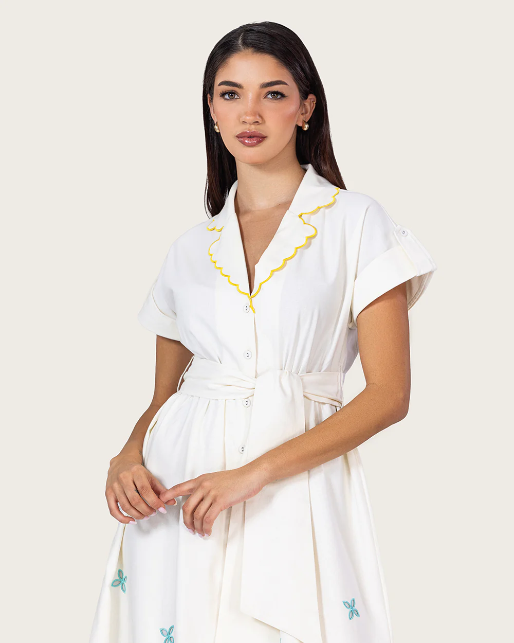 Ivory Bloom Linen Dress - Image 9