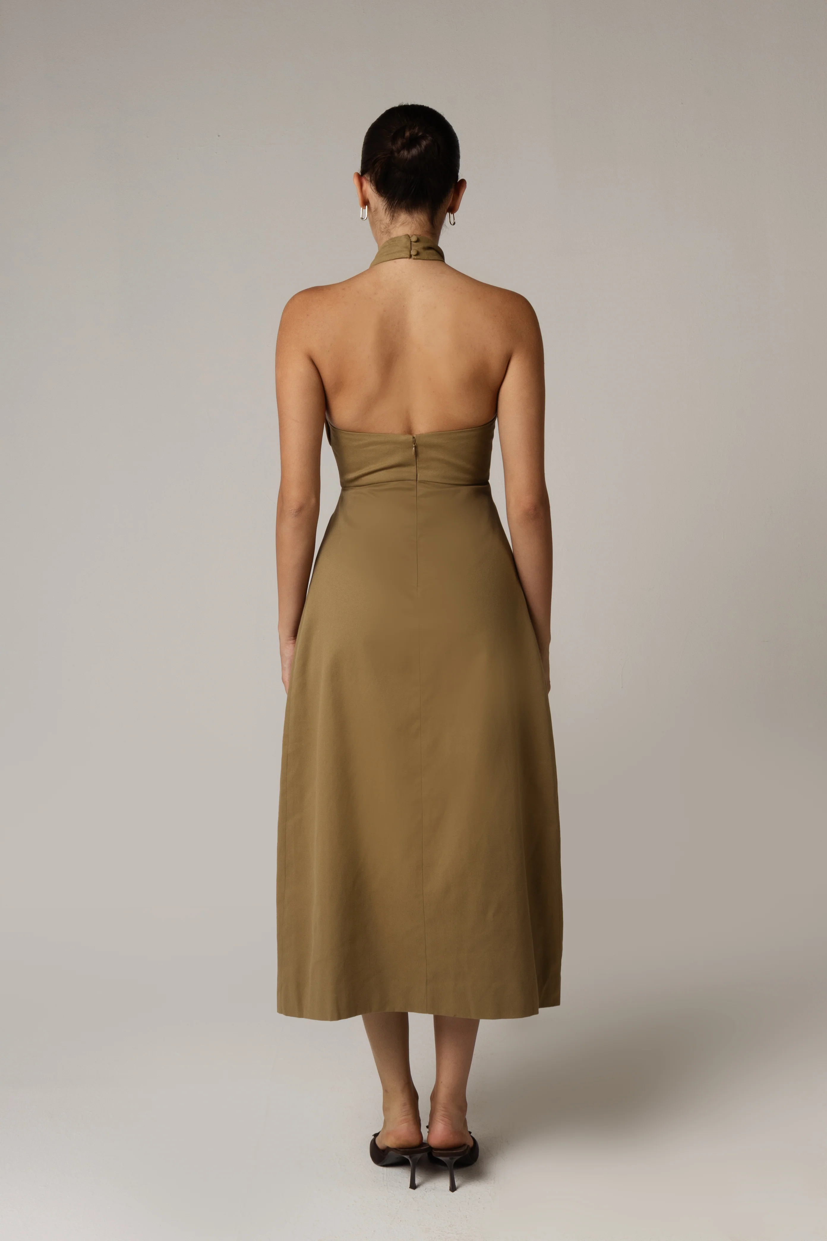 Khaki Halter Neck Dress - Image 4