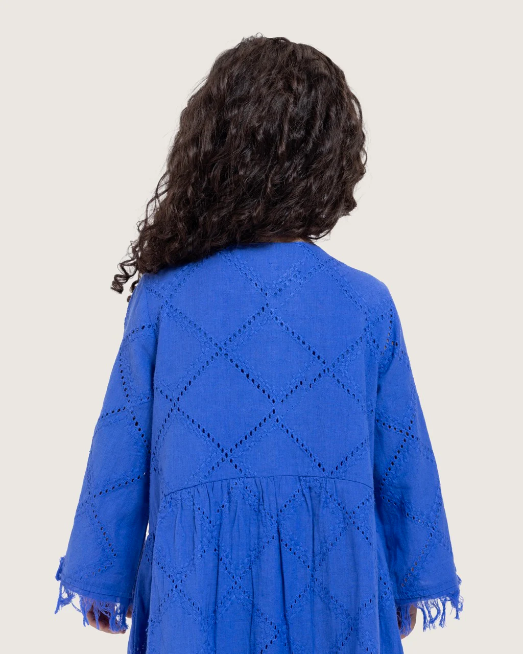 Kids Eyelet Cotton A-Line Dress with Handmade Beaded & Sequin Details - Image 9