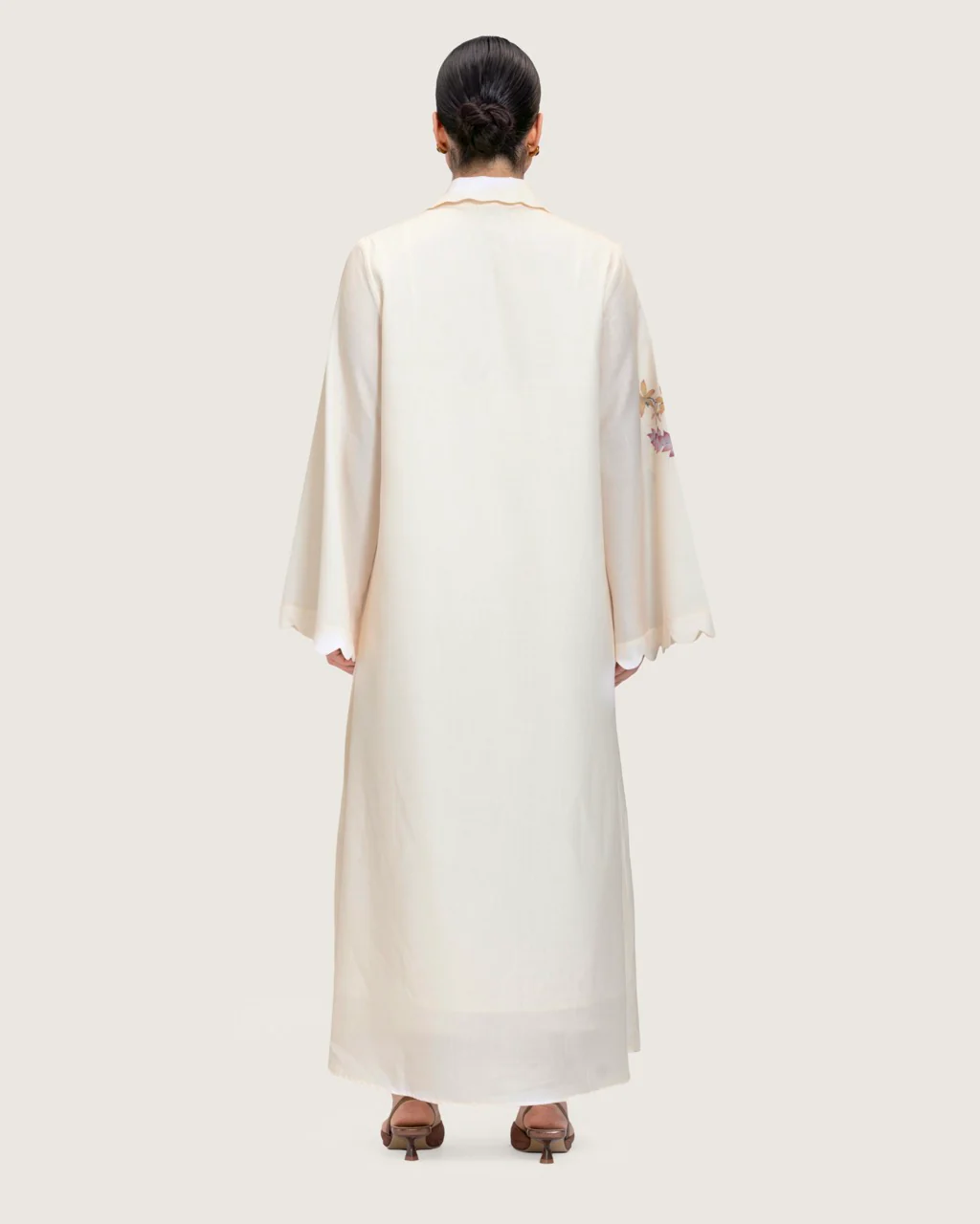 Loose A-Line Linen Dress with Floral Print - Image 6