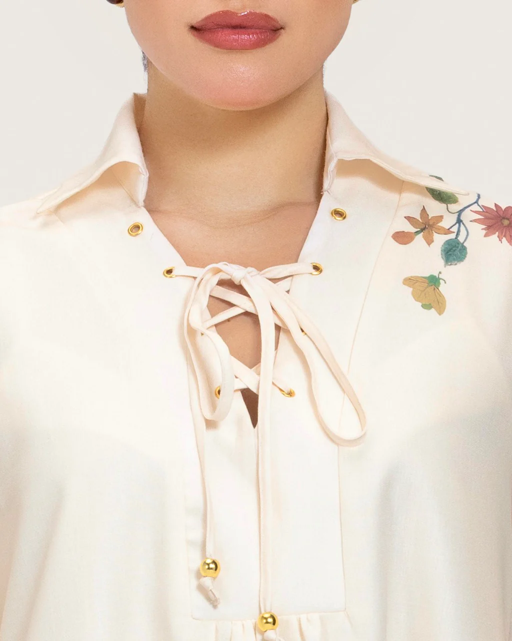 Loose A-Line Linen Dress with Floral Print - Image 8