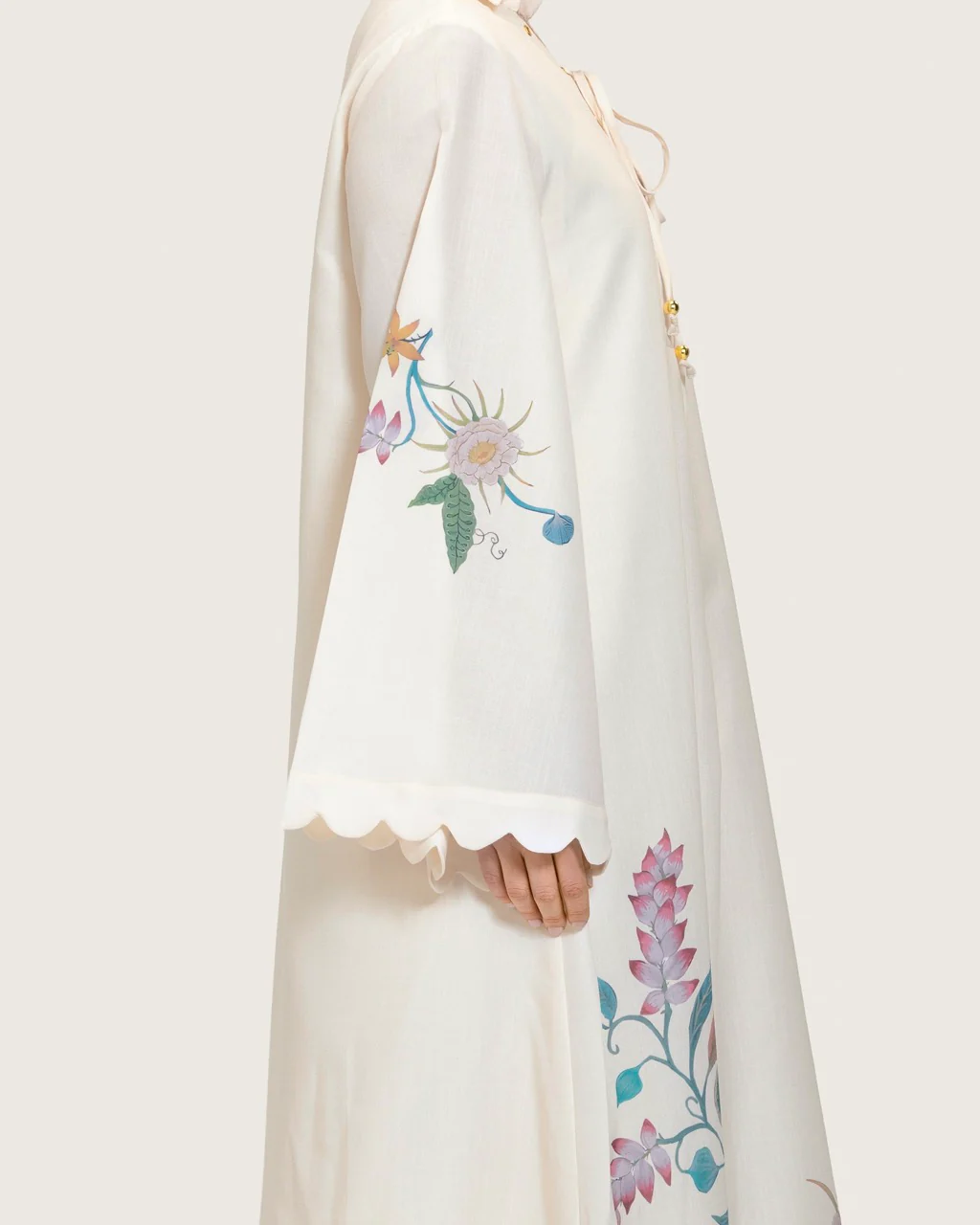 Loose A-Line Linen Dress with Floral Print - Image 9