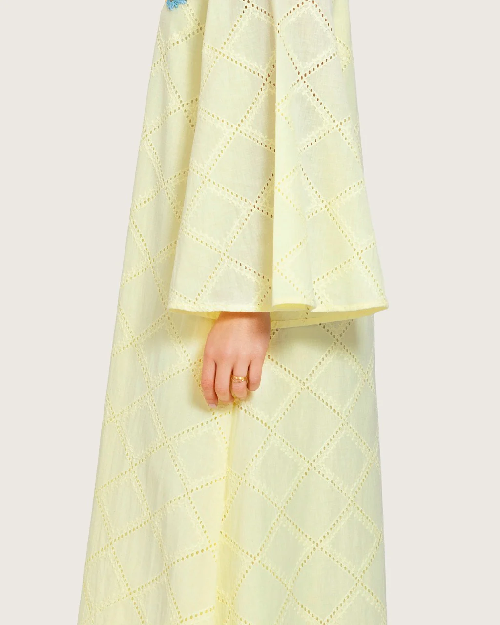 Loose Eyelet Cotton Dress with Handmade Beaded & Sequin Embellishments - Image 5
